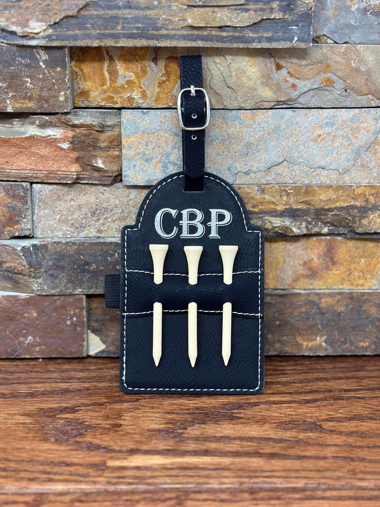 Personalized Golf Bag Tag w 3 tees, Pencil Holder, Groomsmen, Father's Day, Tournament Favors, Corporate Gift, Birthday, Gifts for Her,