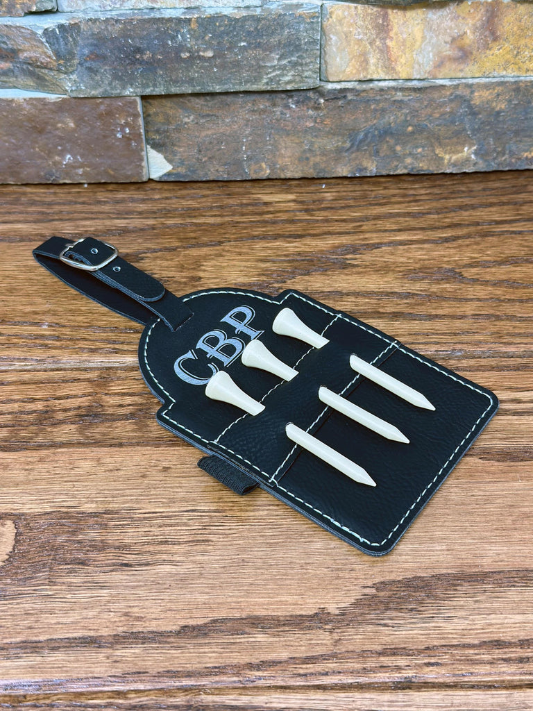 Personalized Golf Bag Tag w 3 tees, Pencil Holder, Groomsmen, Father's Day, Tournament Favors, Corporate Gift, Birthday, Gifts for Her,
