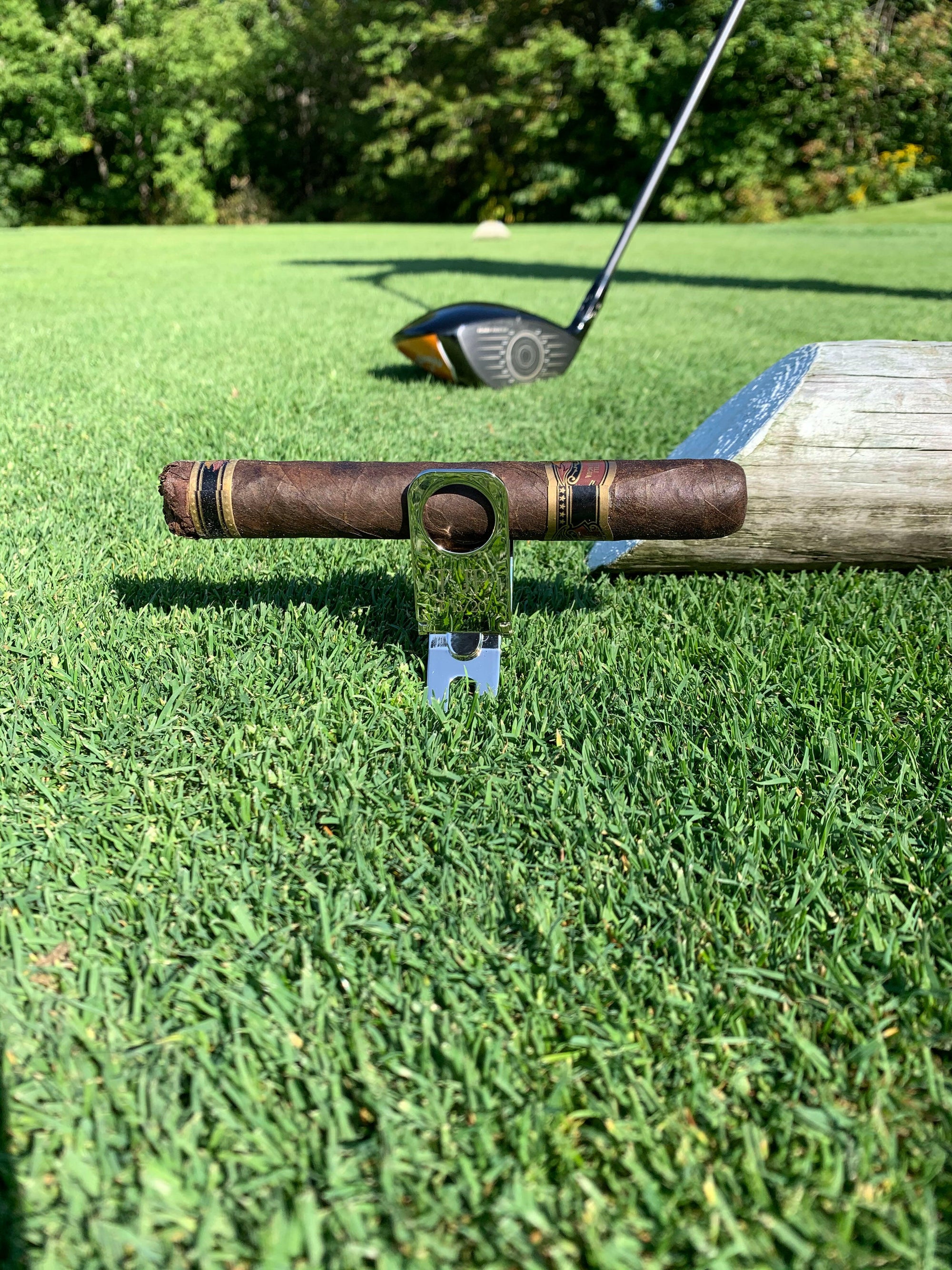 Personalized Golf Divot Tool with Cigar Holder.