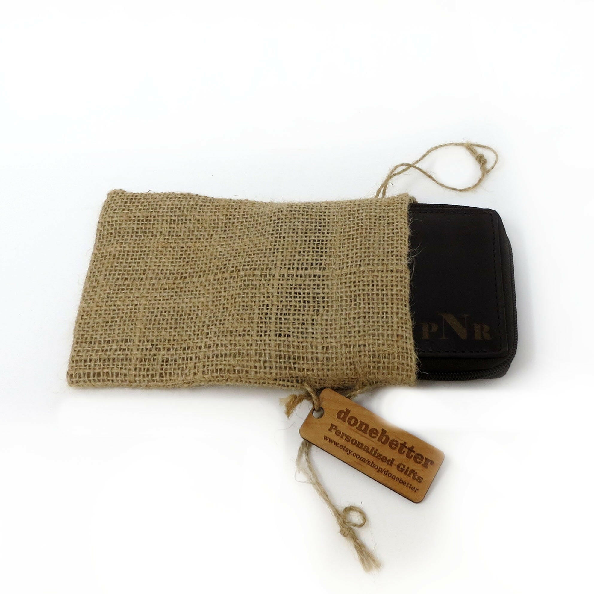 Mens Bi-Fold Wallet Personalized with Zipper.