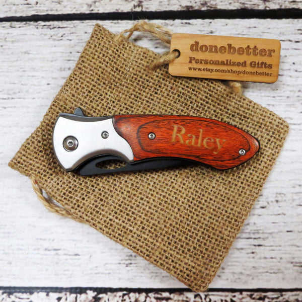 Personalized Wood Handle Pocket Knife