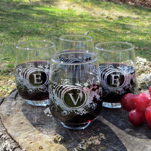 Custom Designed Stemless Wine Glasses