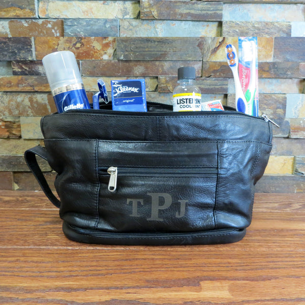 Leather Utility Travel Shave Bag