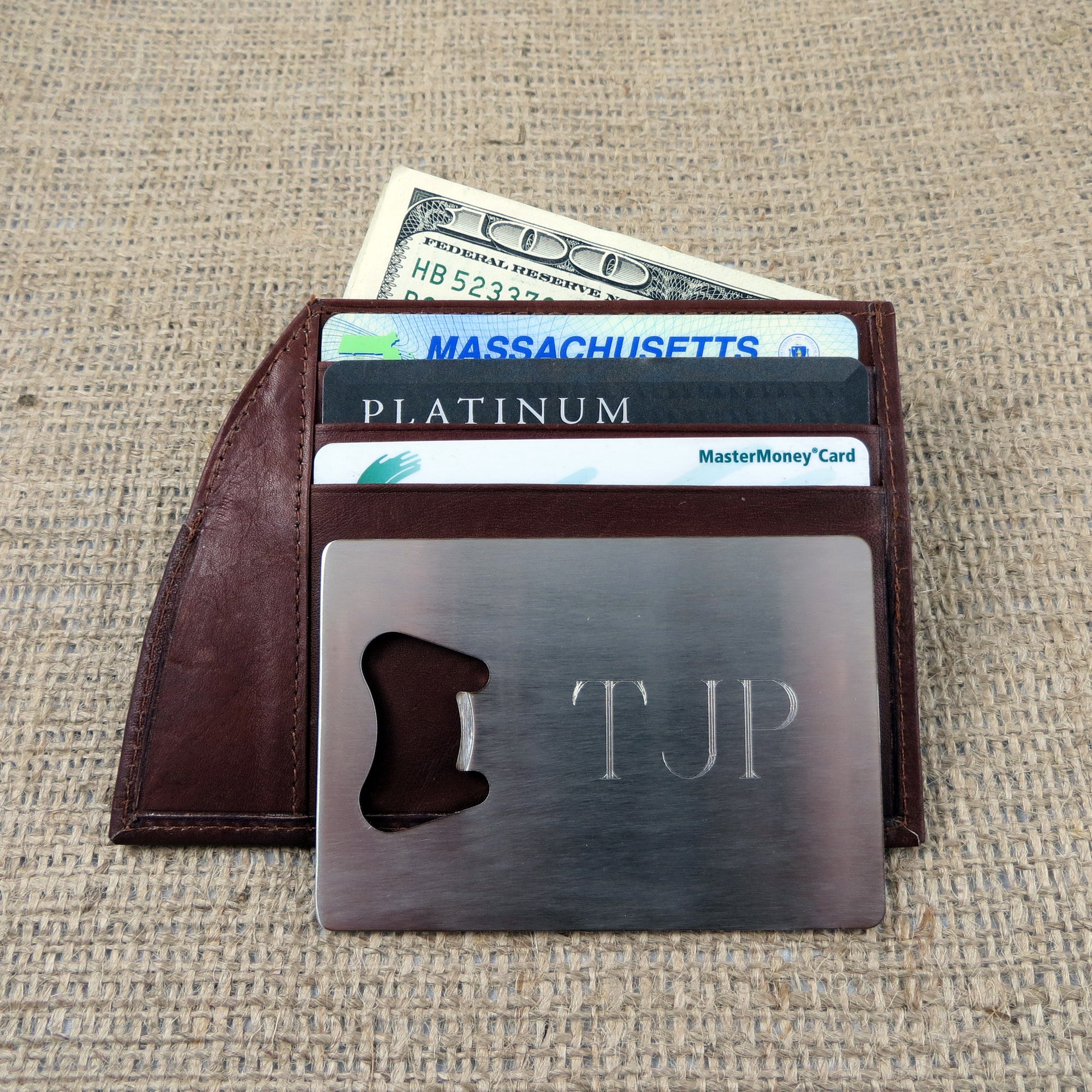 Leather Wallet with Bottle Opener