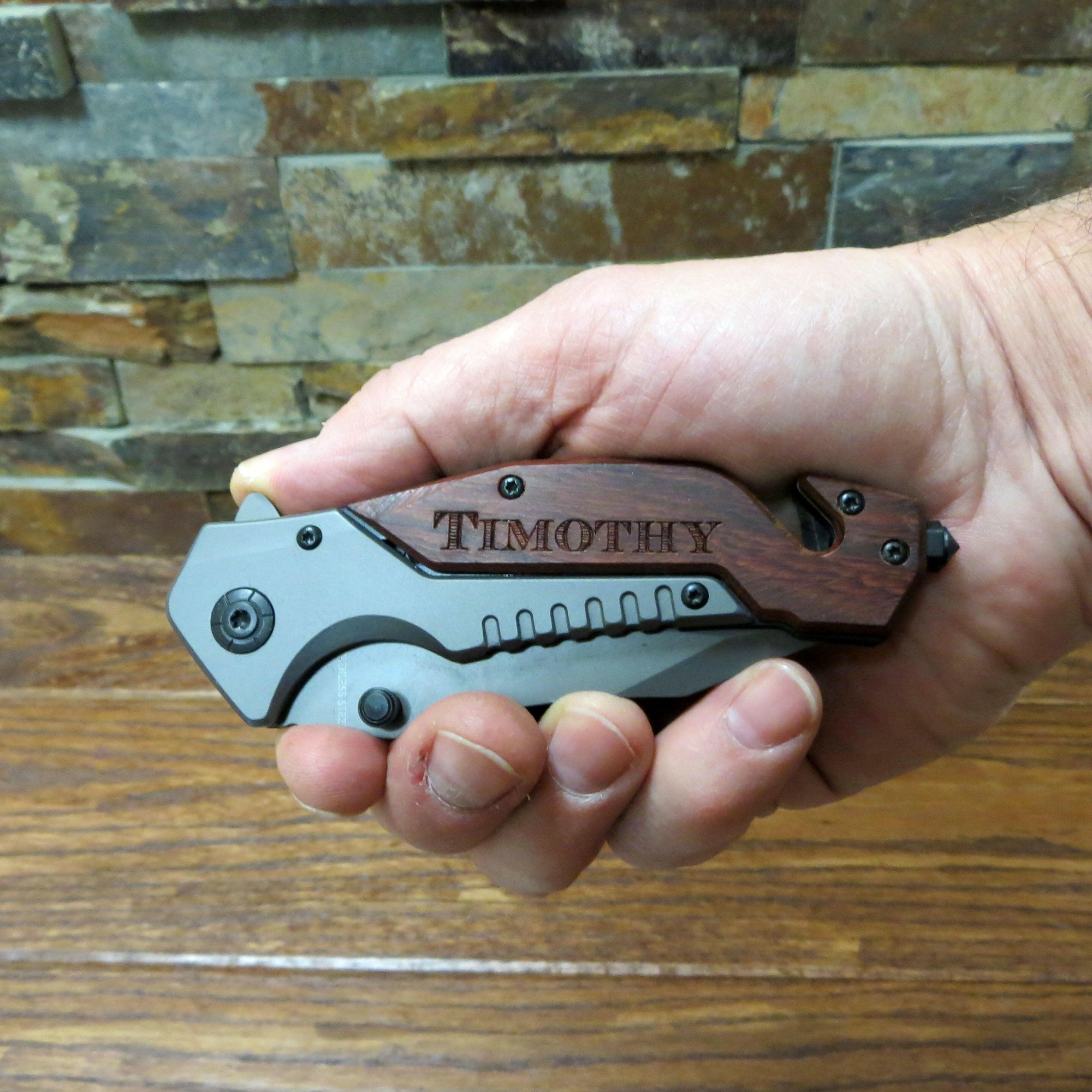 Personalized Wood Handle Pocket Knife.