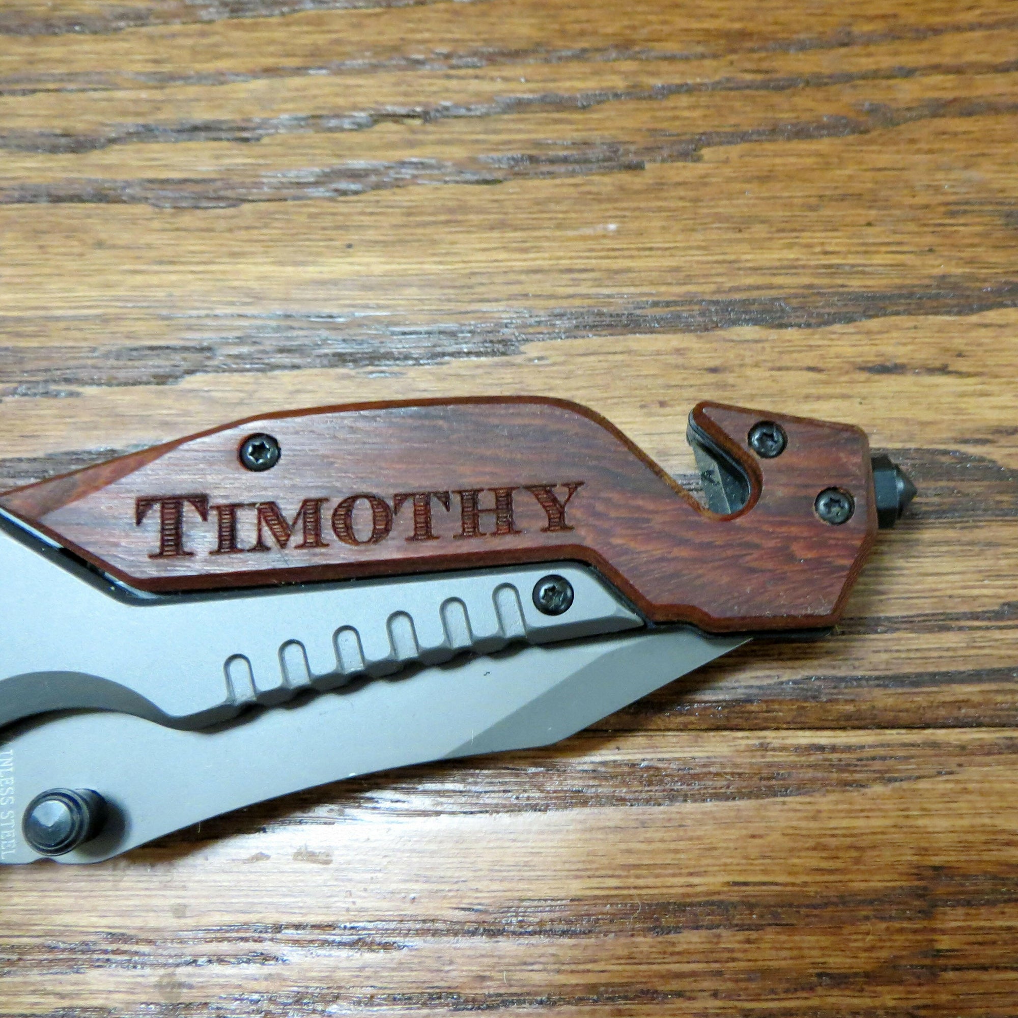 Personalized Wood Handle Pocket Knife.