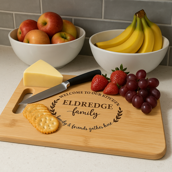 Personalized Bamboo Cutting Board with handle