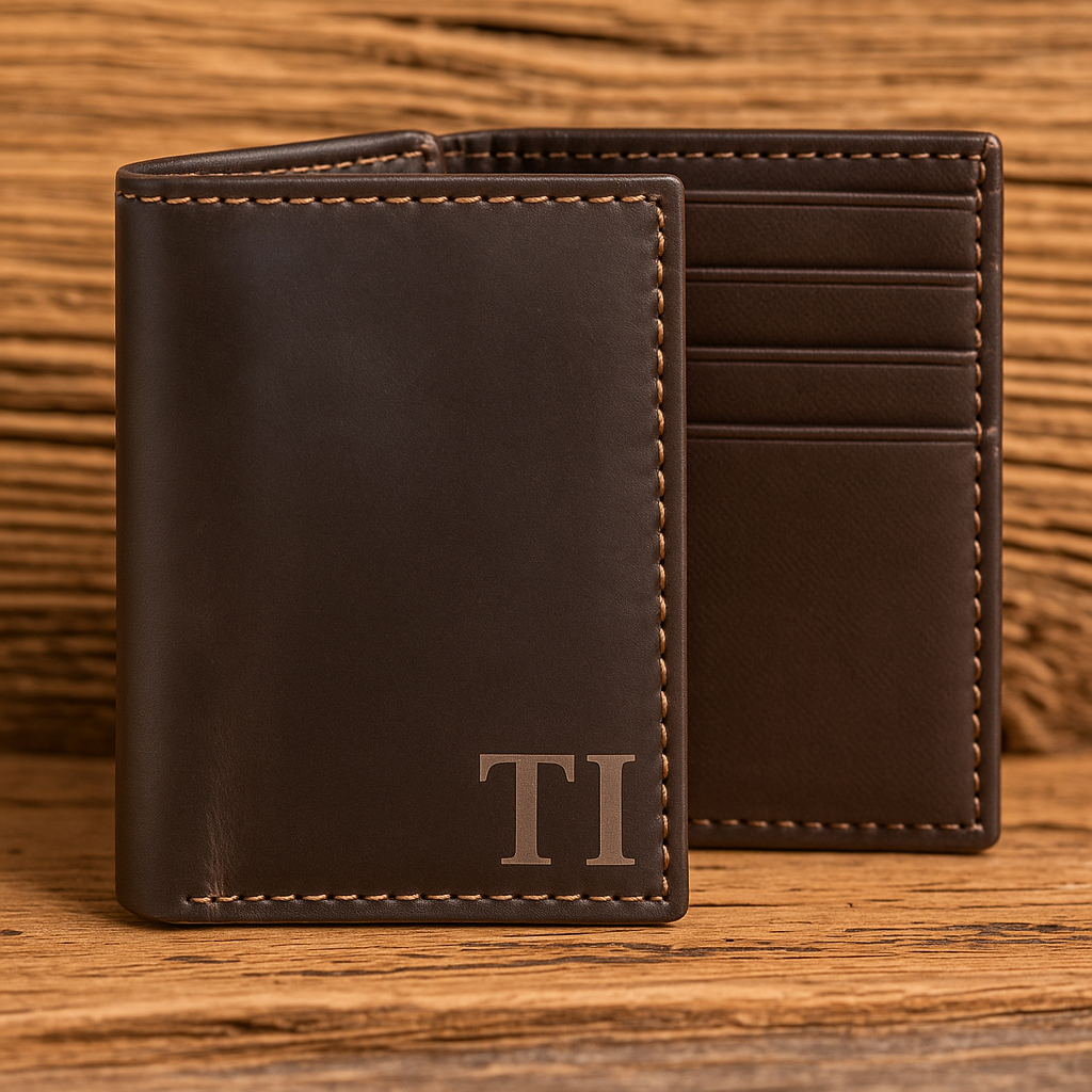 Monogrammed Leather Bi- Fold Wallet
