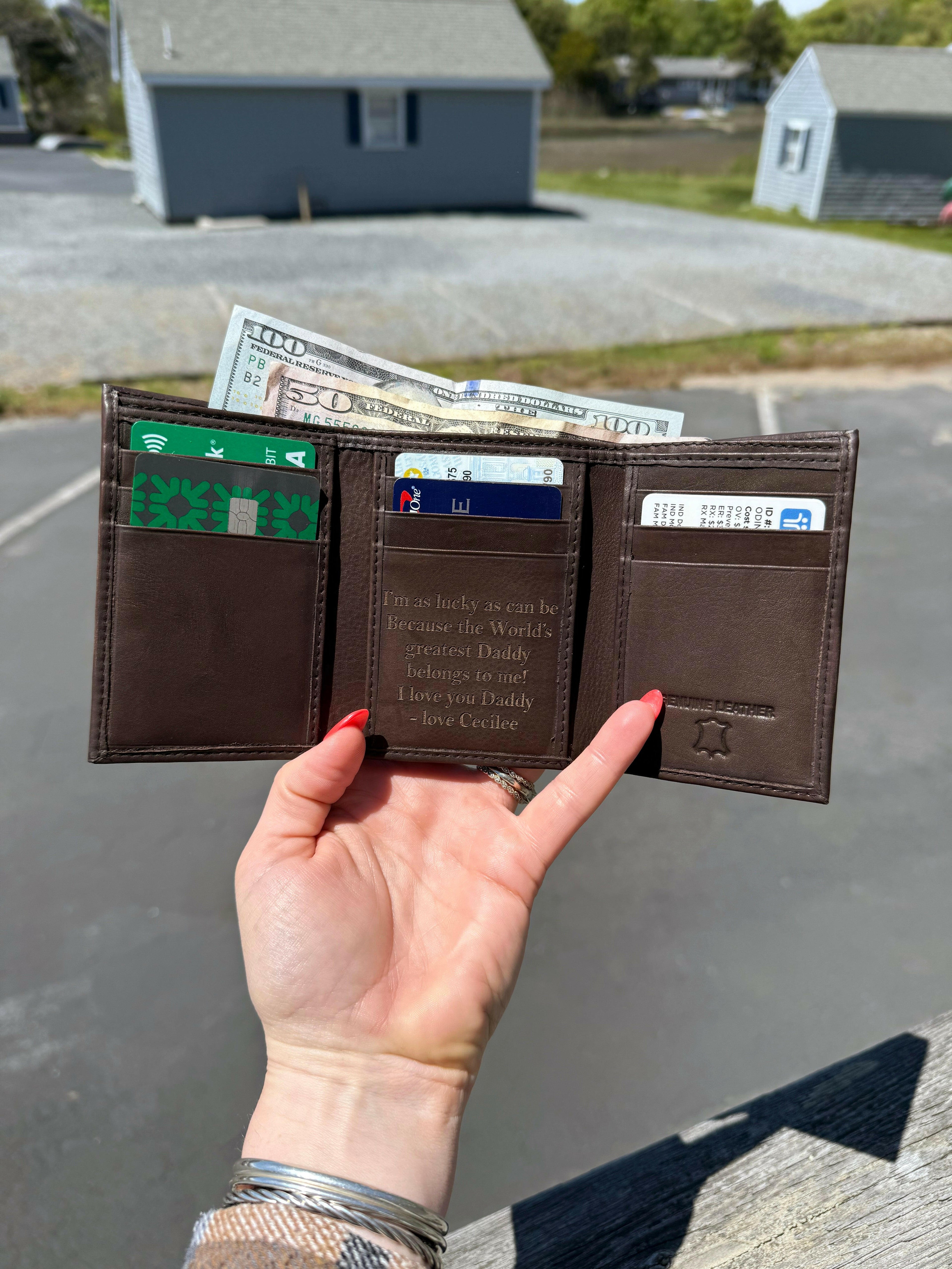 Tri Fold Personalized Mans Wallet.