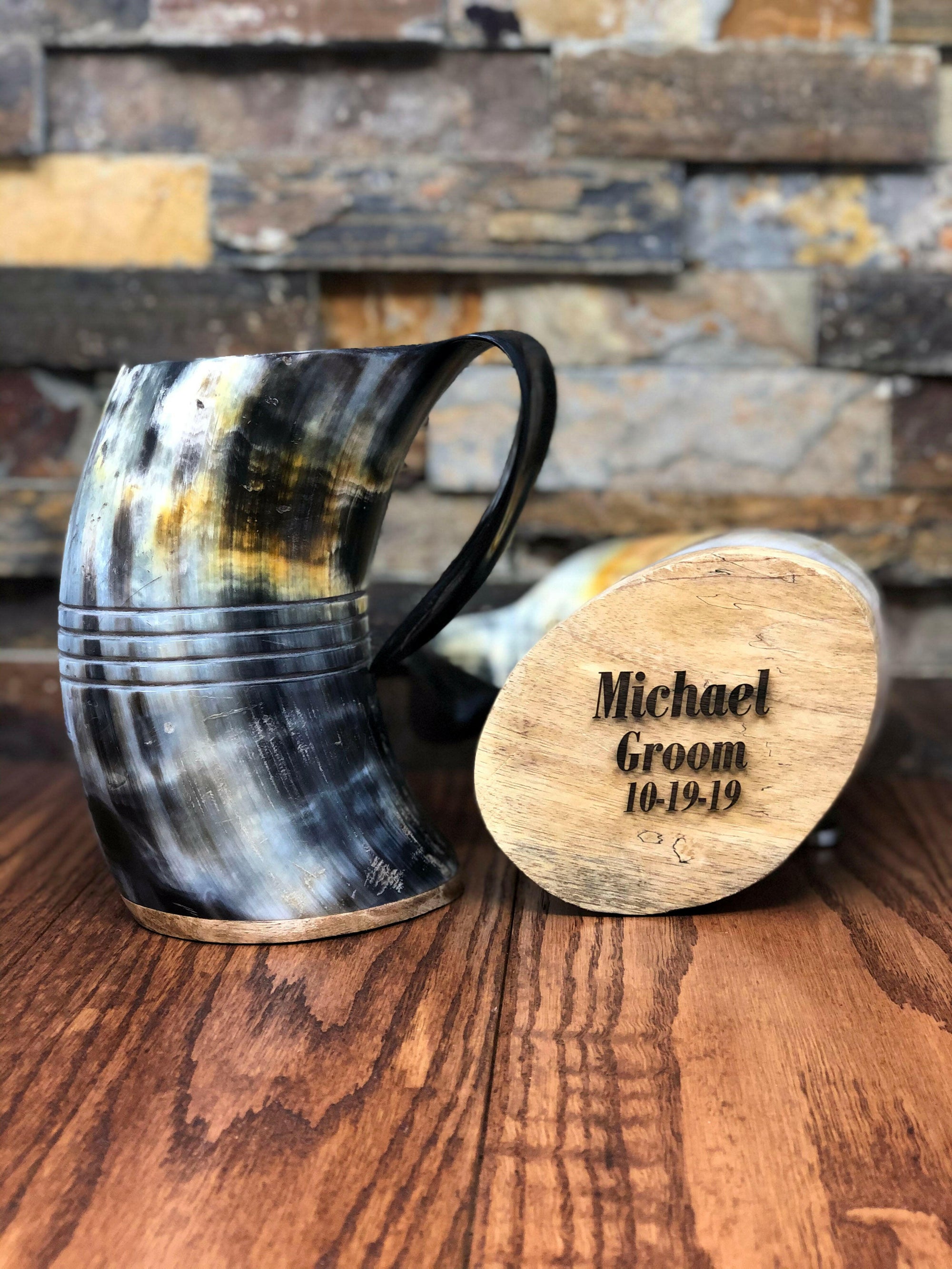 Authentic Buffalo Horn Personalized Beer Mug.