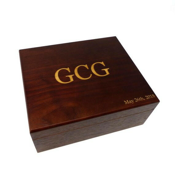 Black Personalized Cedar Cigar Humidor.