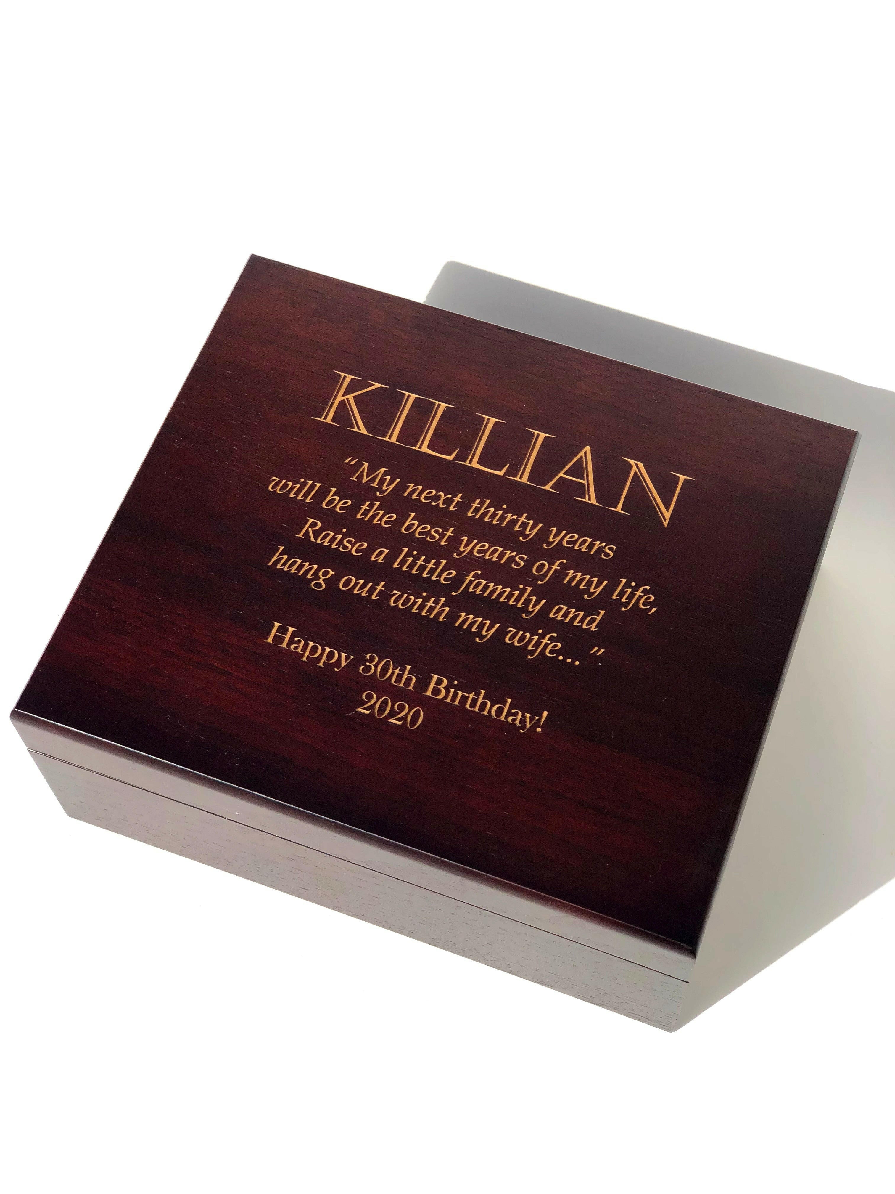 Black Personalized Cedar Cigar Humidor.