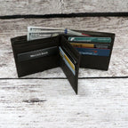Personalized Brown Bi fold Leather Wallet.