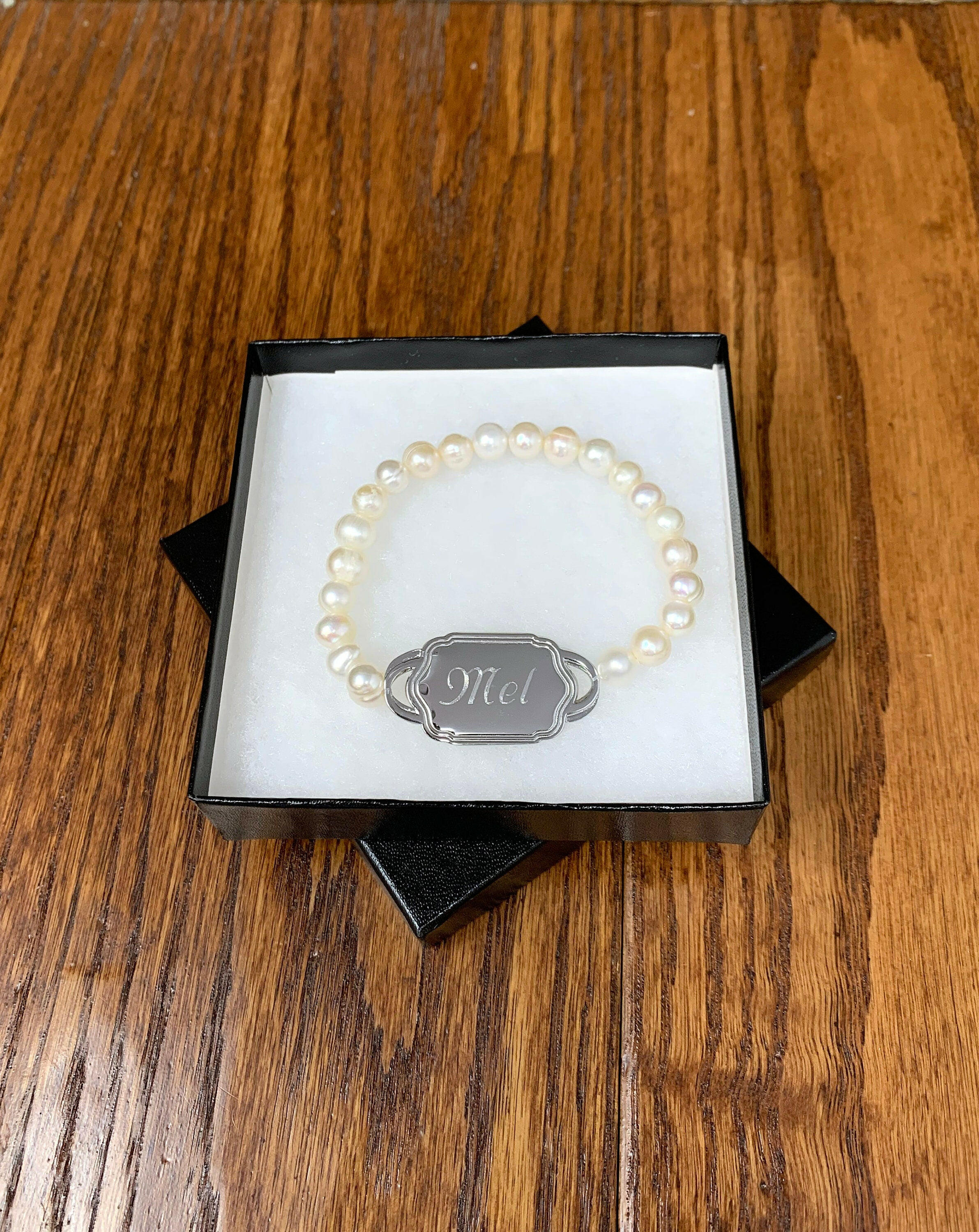 Fresh Water Pearl Monogrammed Bracelet.