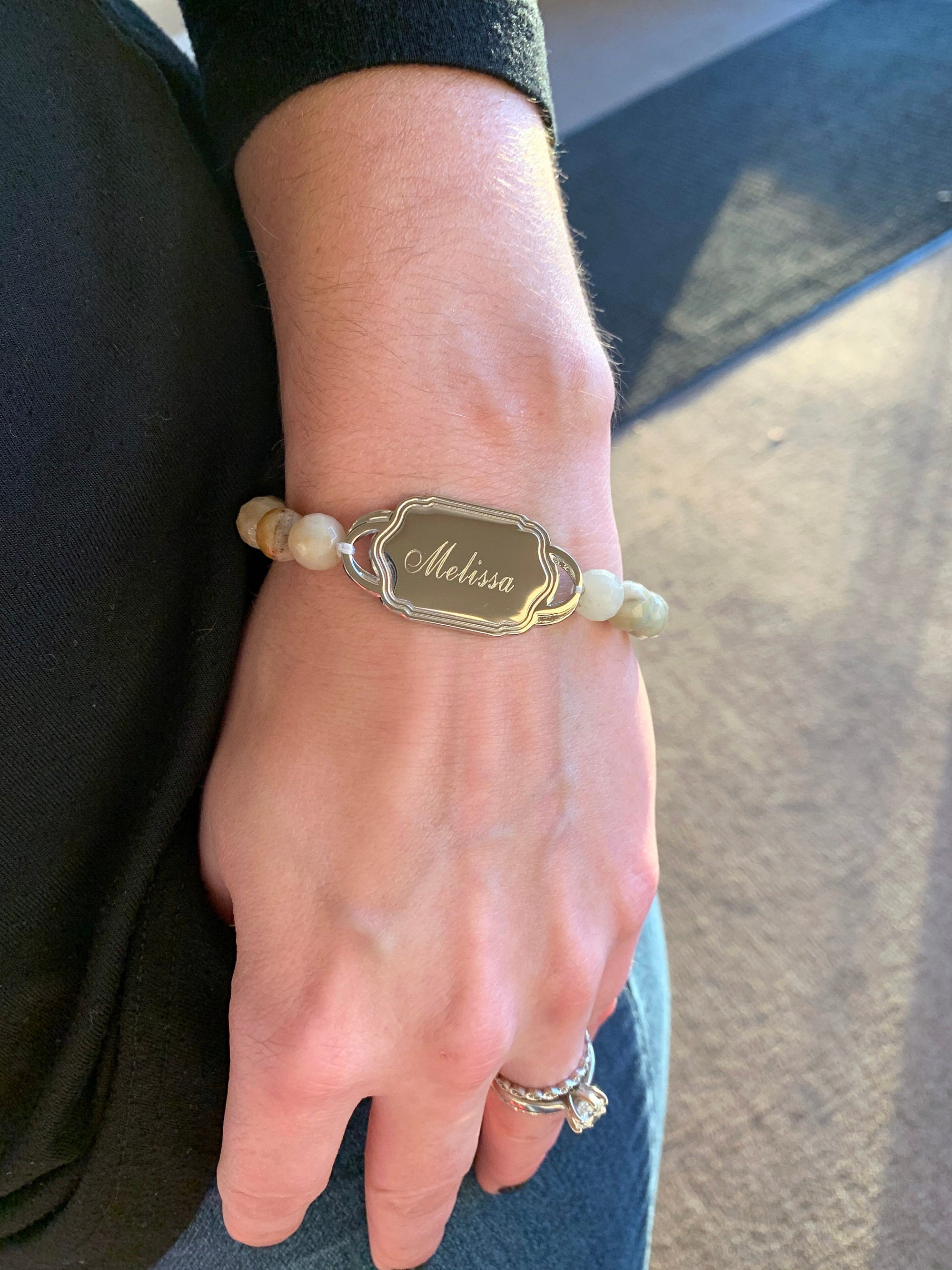 Monogram Amazonite Bead Initial Bracelet