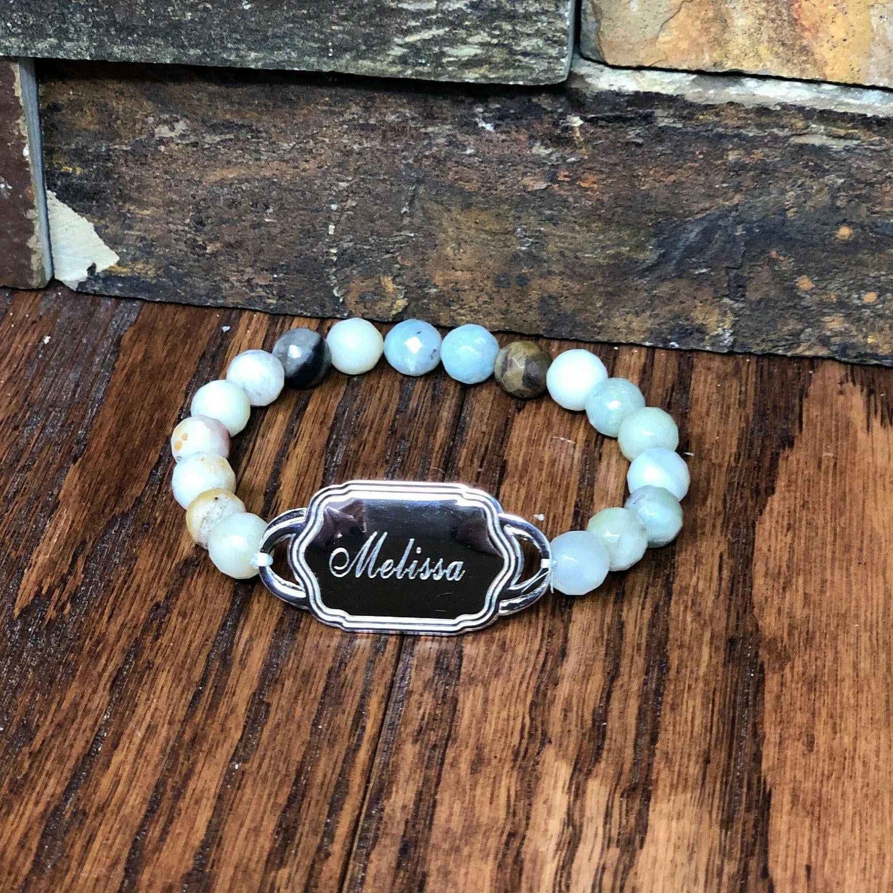 Monogram Amazonite Bead Initial Bracelet.