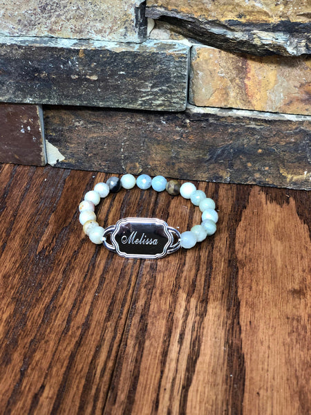 Monogram Amazonite Bead Initial Bracelet