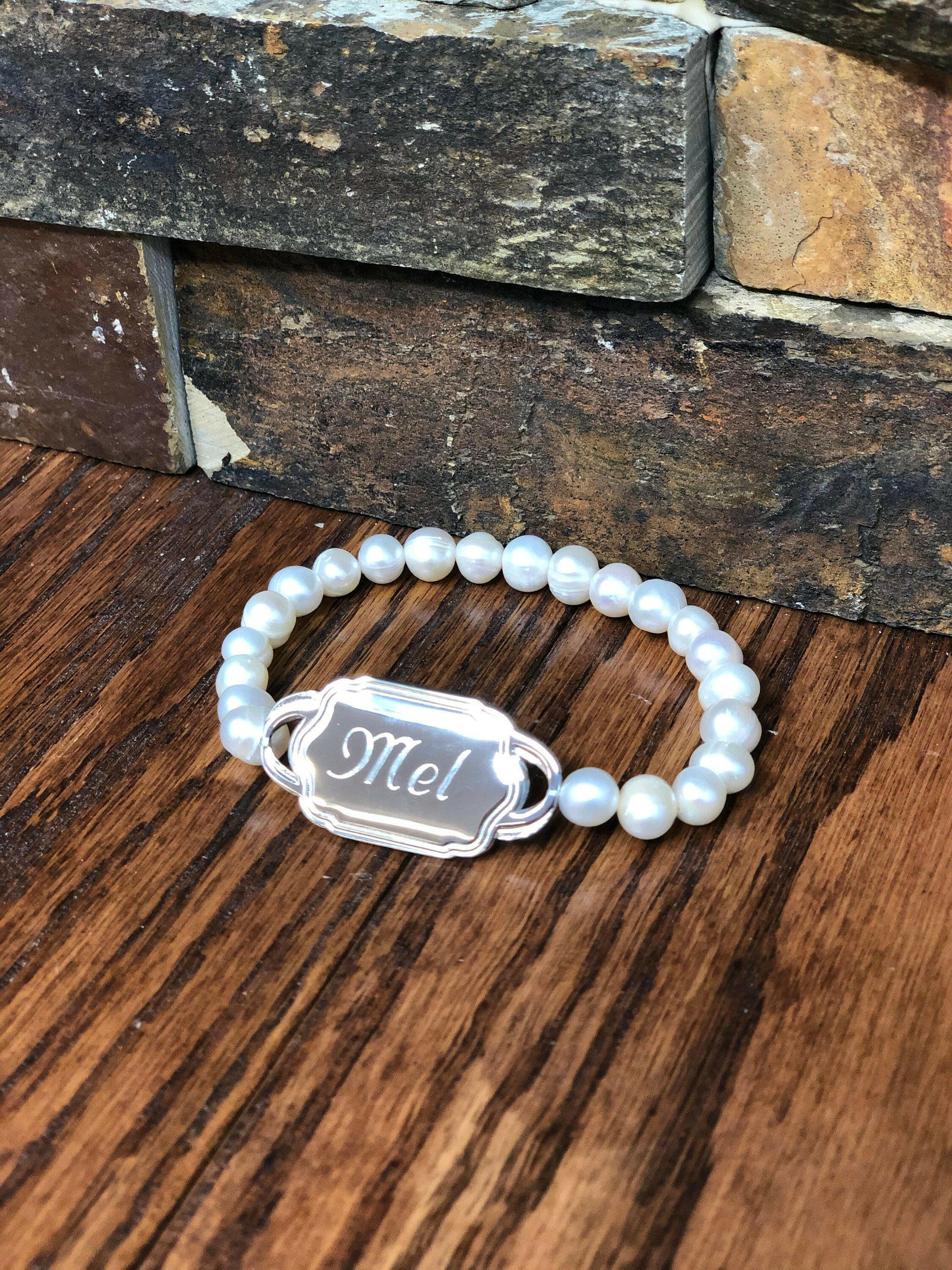 Fresh Water Pearl Monogrammed Bracelet.