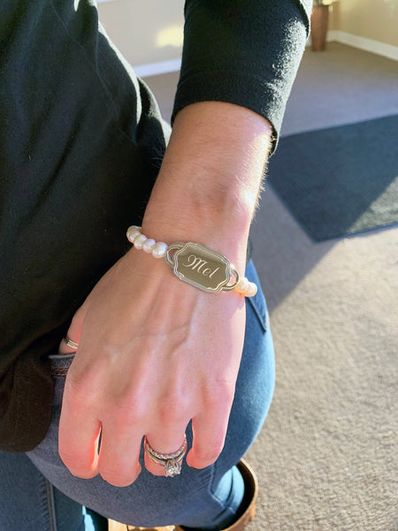 Fresh Water Pearl Monogrammed Bracelet