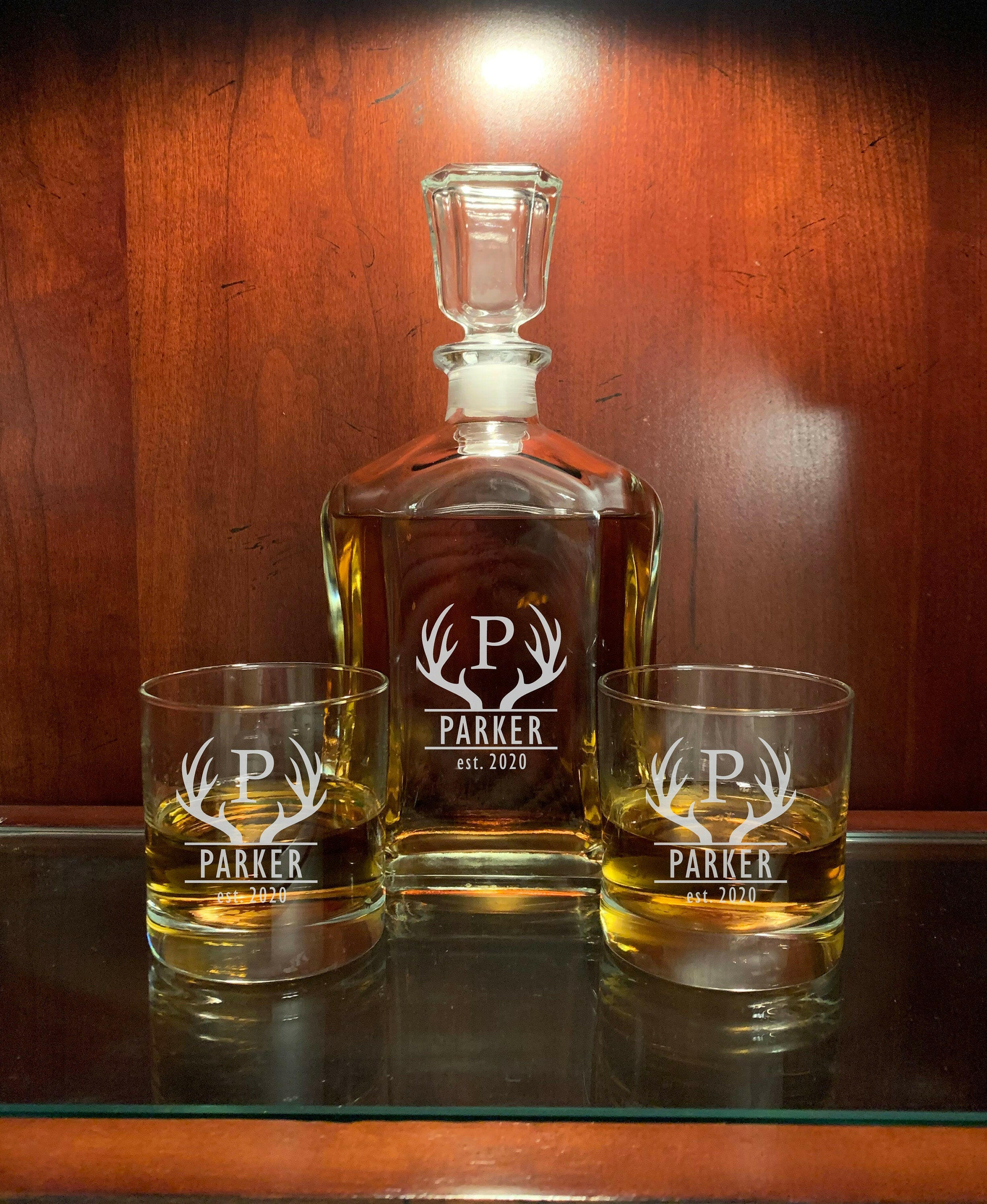 Personalized Whiskey Decanter Set Gift Box.