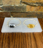 Fresh Water Pearl Monogrammed Bracelet.