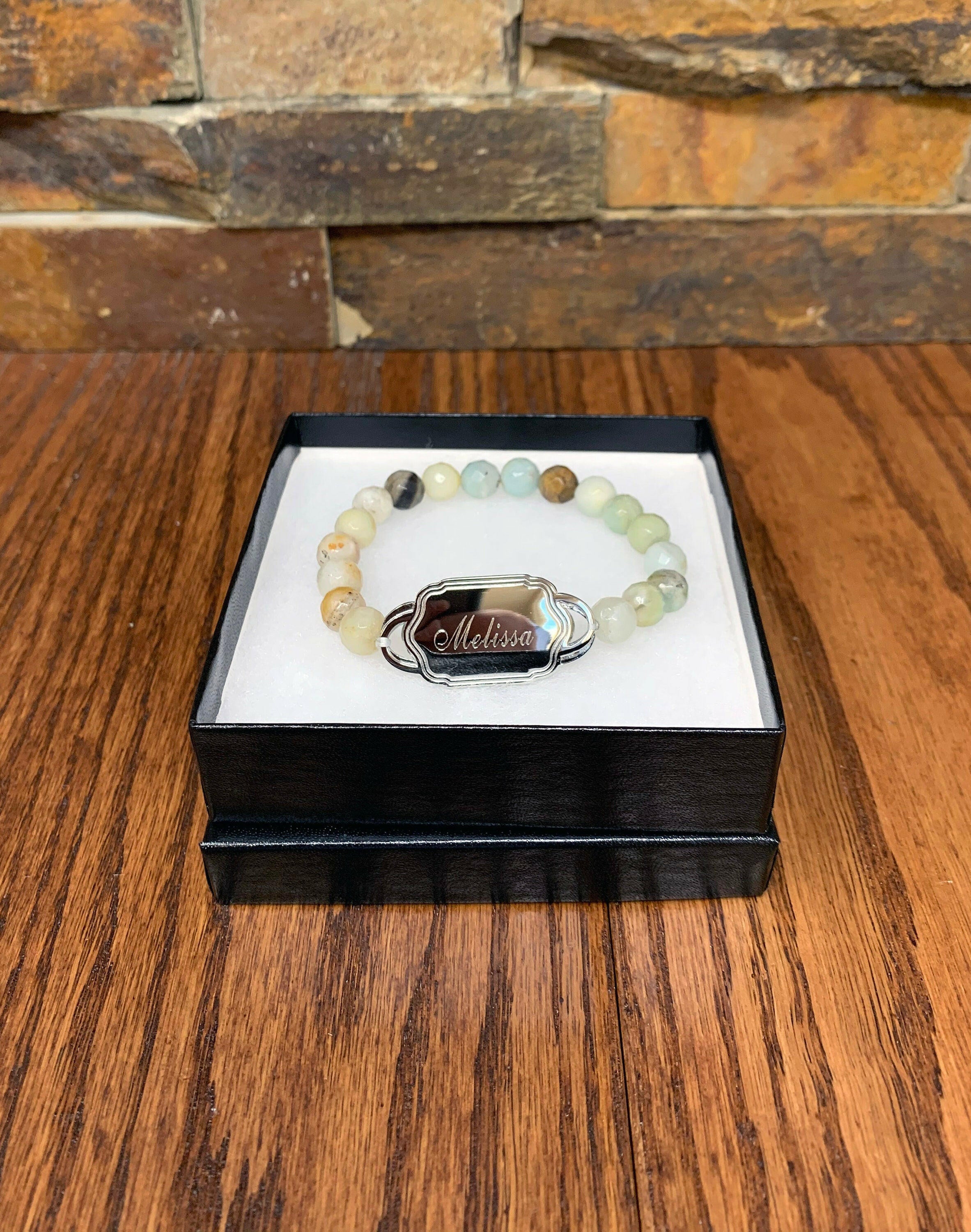 Monogram Amazonite Bead Initial Bracelet.