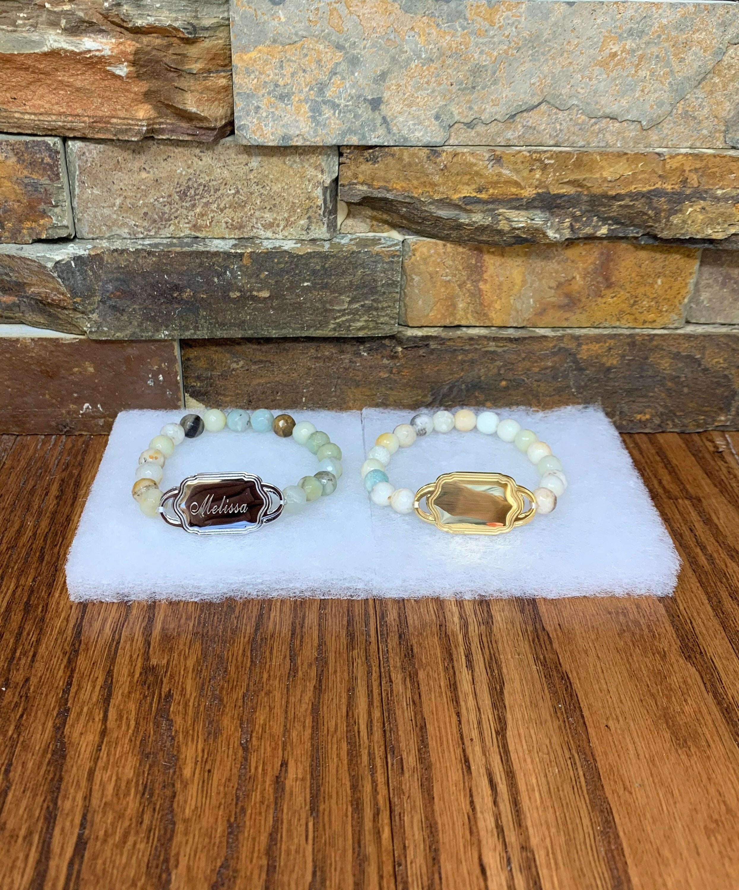 Monogram Amazonite Bead Initial Bracelet.