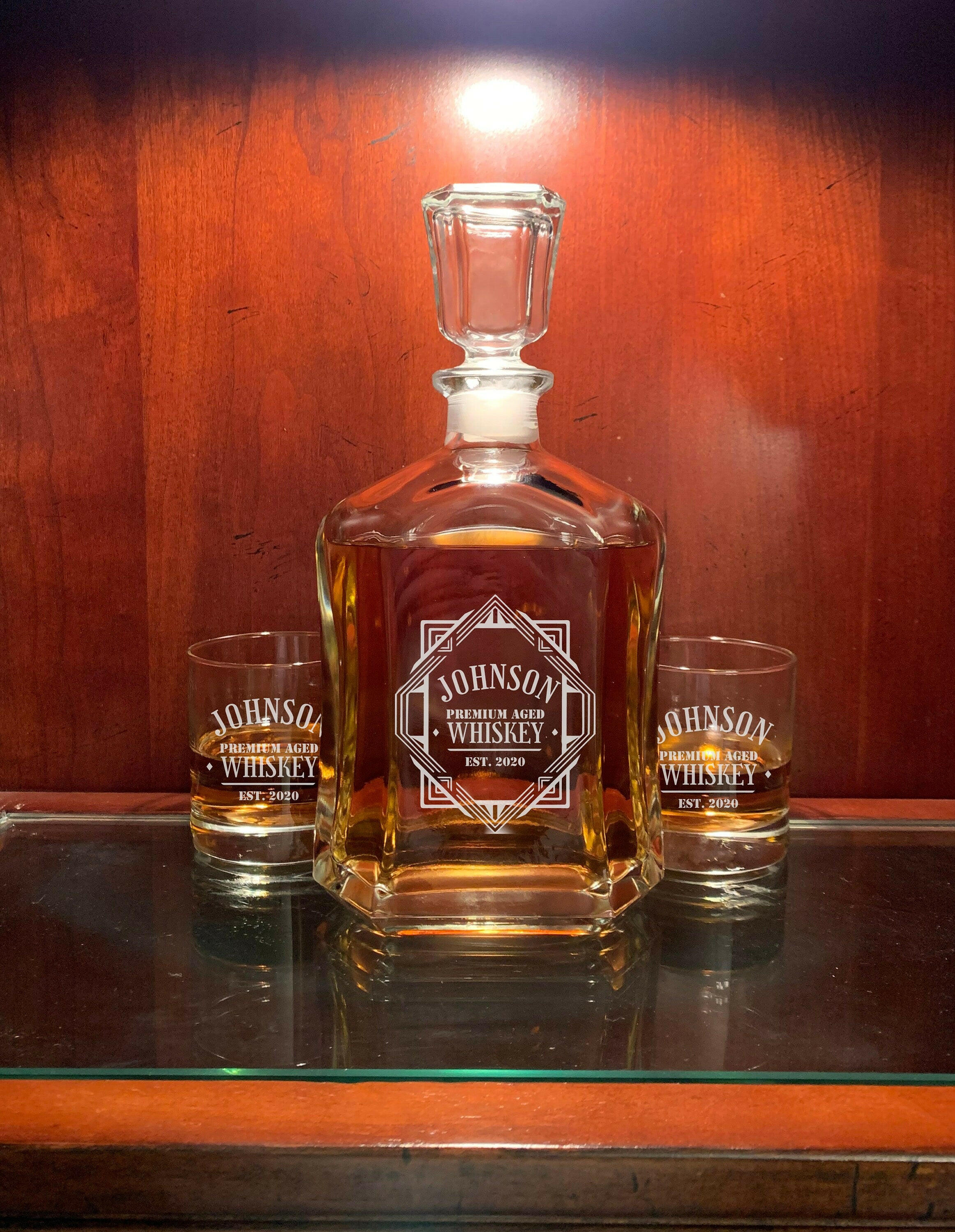 Personalized Whiskey Decanter Set Gift Box.