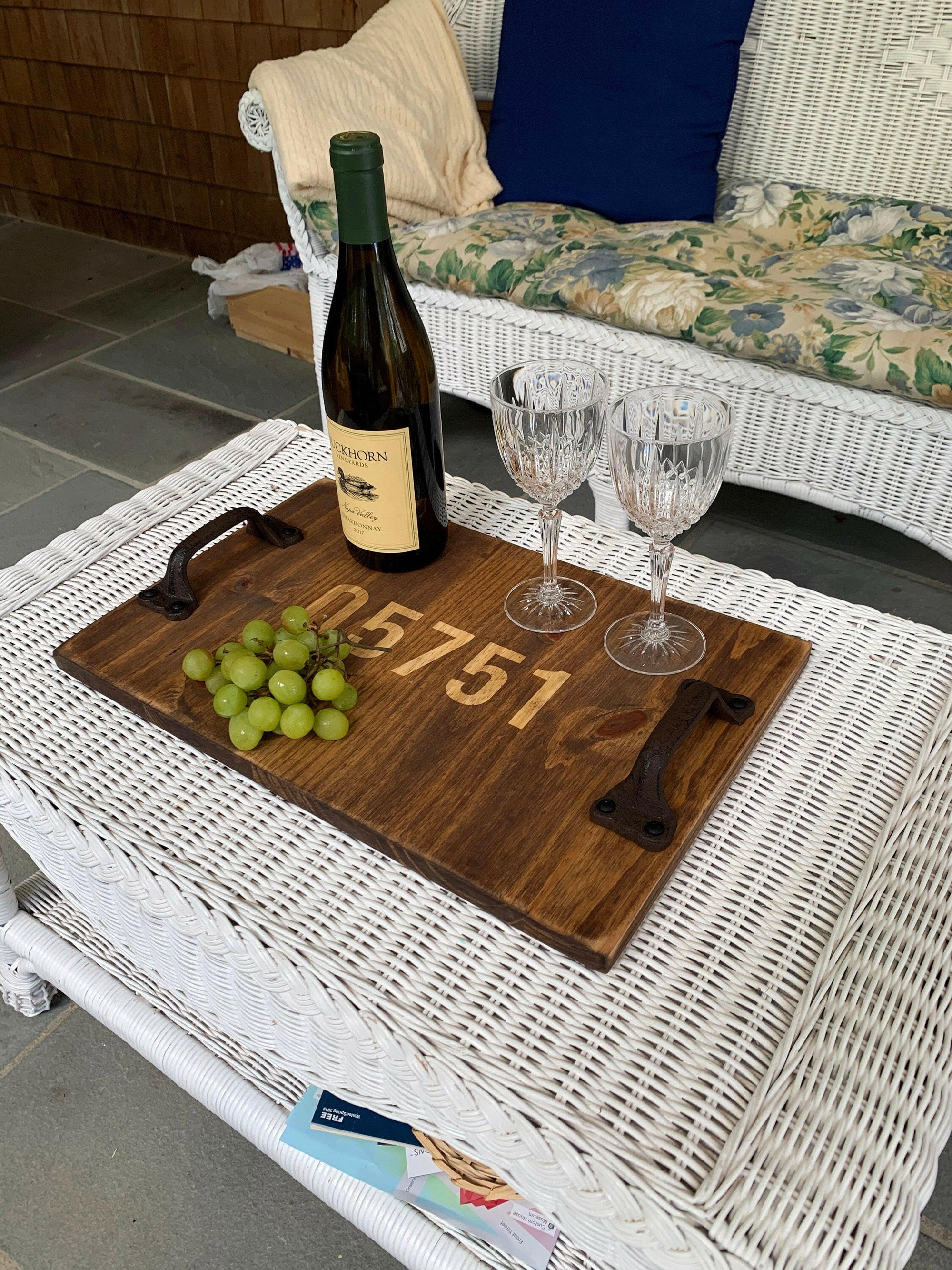 Personalized Rustic Wood Serving Tray.