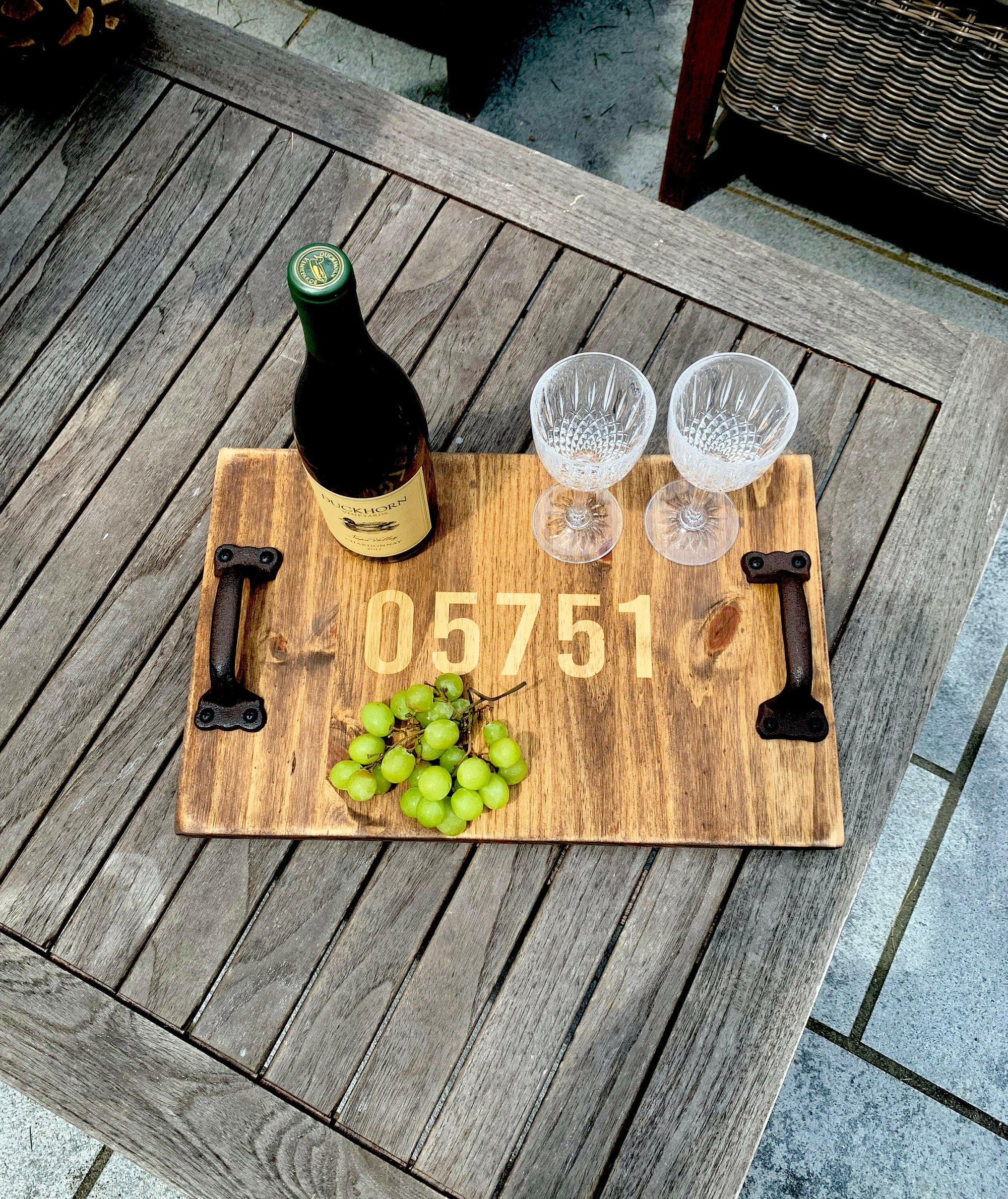 Personalized Rustic Wood Serving Tray.