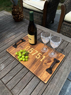 Personalized Rustic Wood Serving Tray.