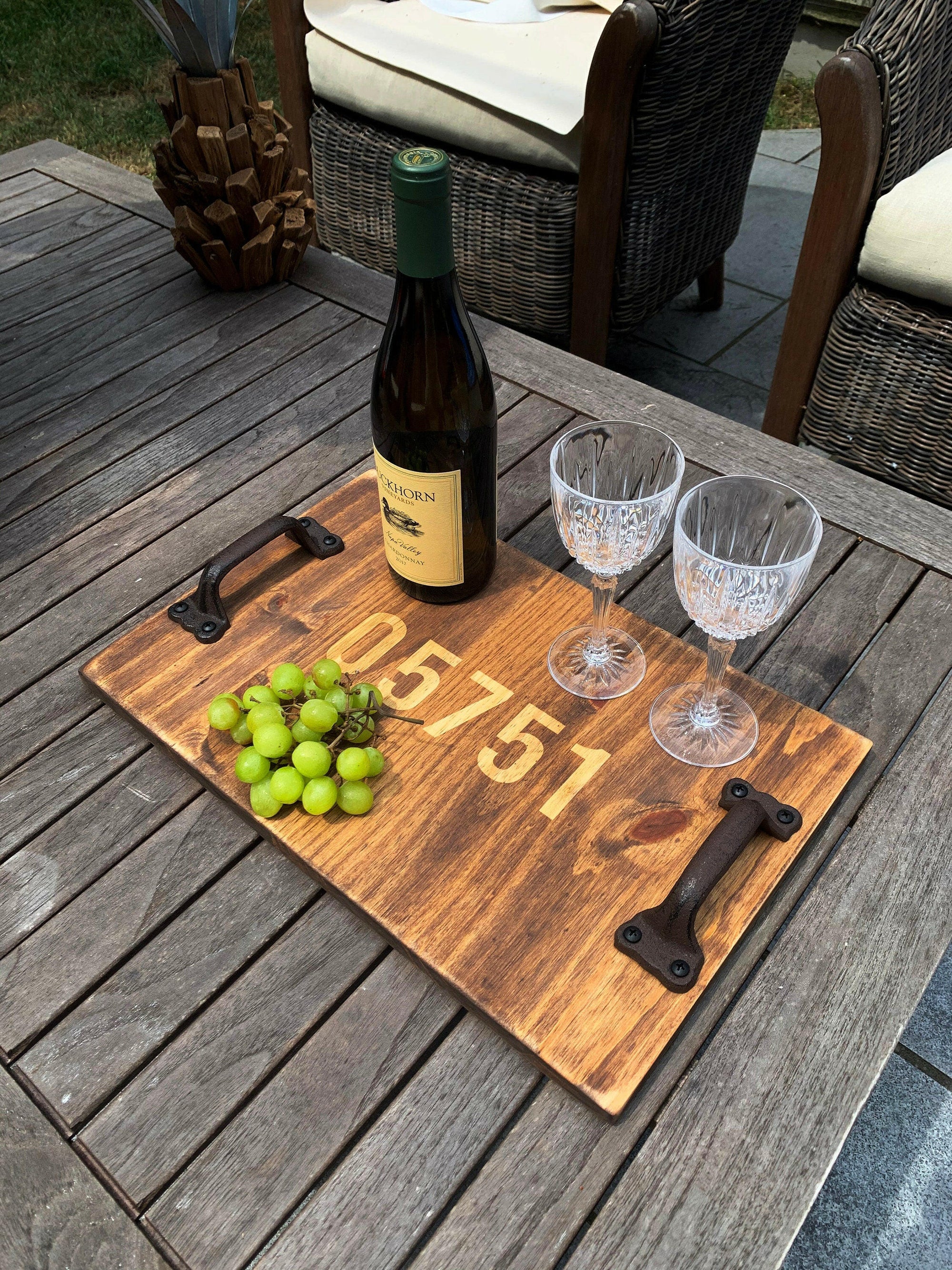 Personalized Rustic Wood Serving Tray.