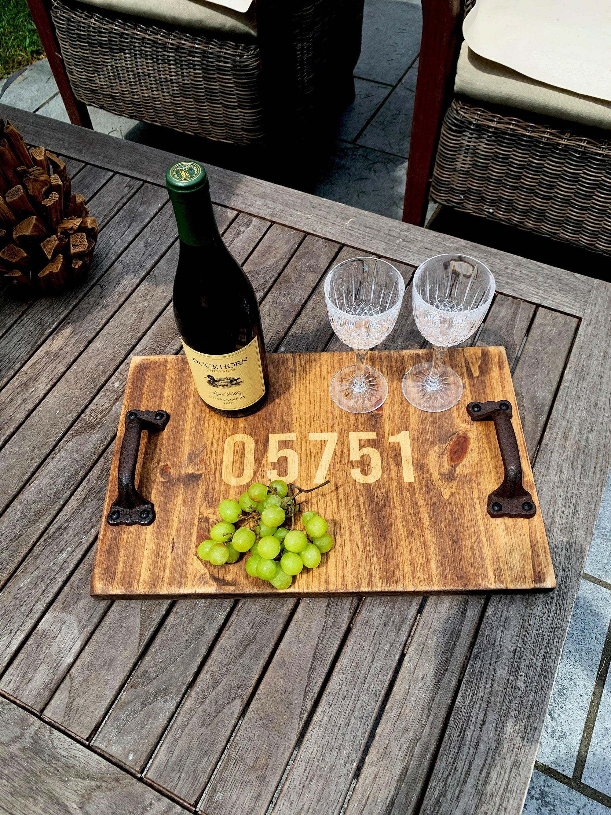 Personalized Rustic Wood Serving Tray.