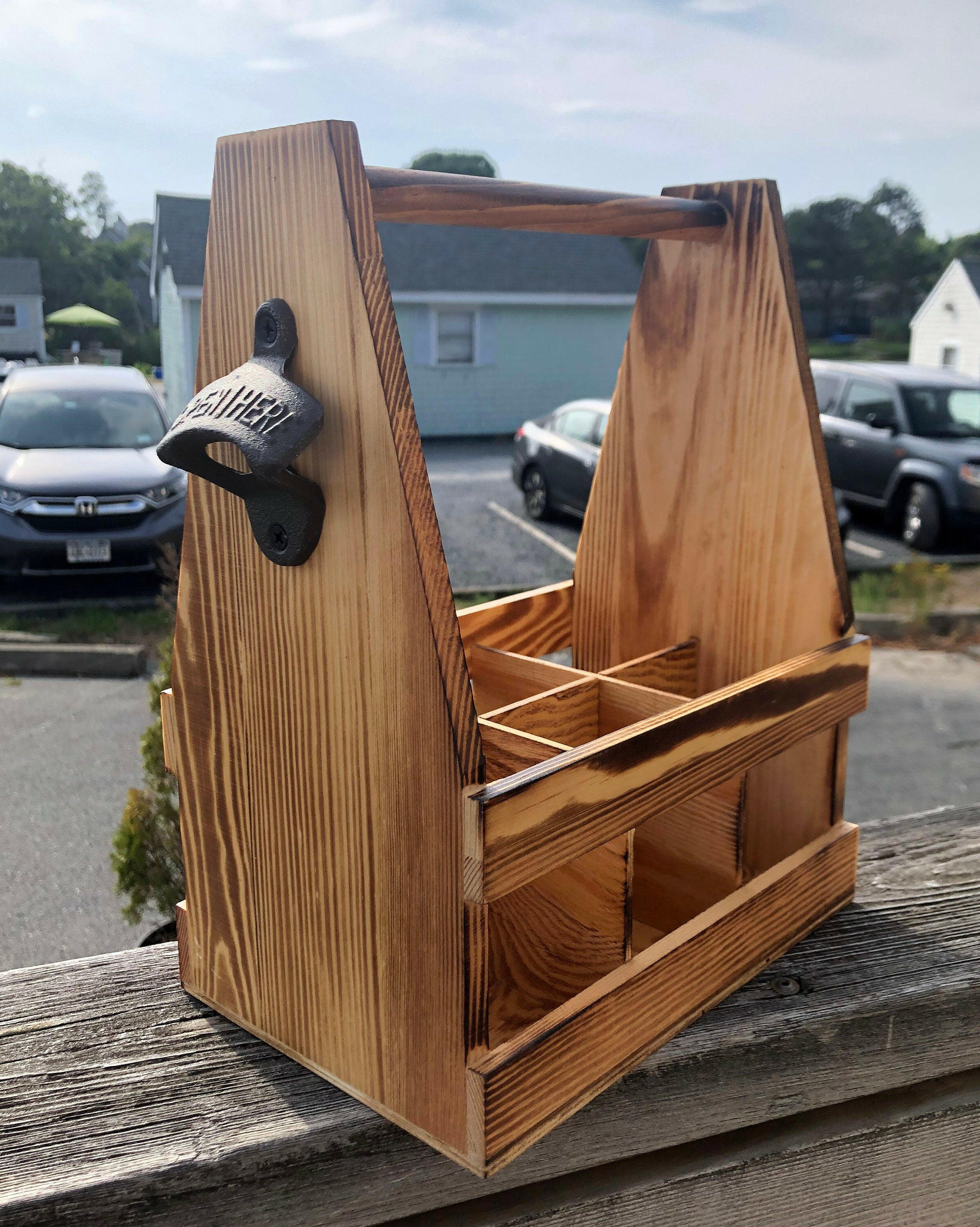 Personalized Wood Beer Caddy.