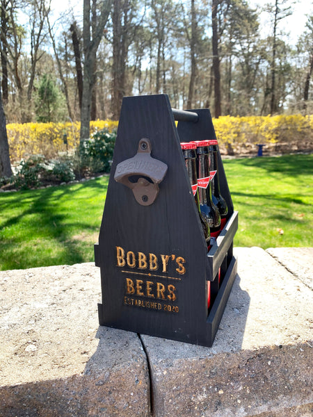 Personalized Wood Beer Caddy