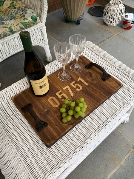 Personalized Rustic Wood Serving Tray