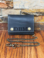 Personalized Leather Wallet with Chain.