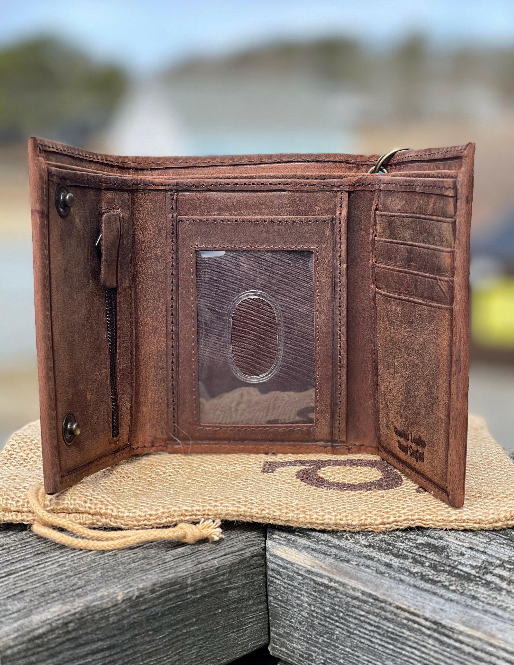 Personalized Leather Wallet with Chain.