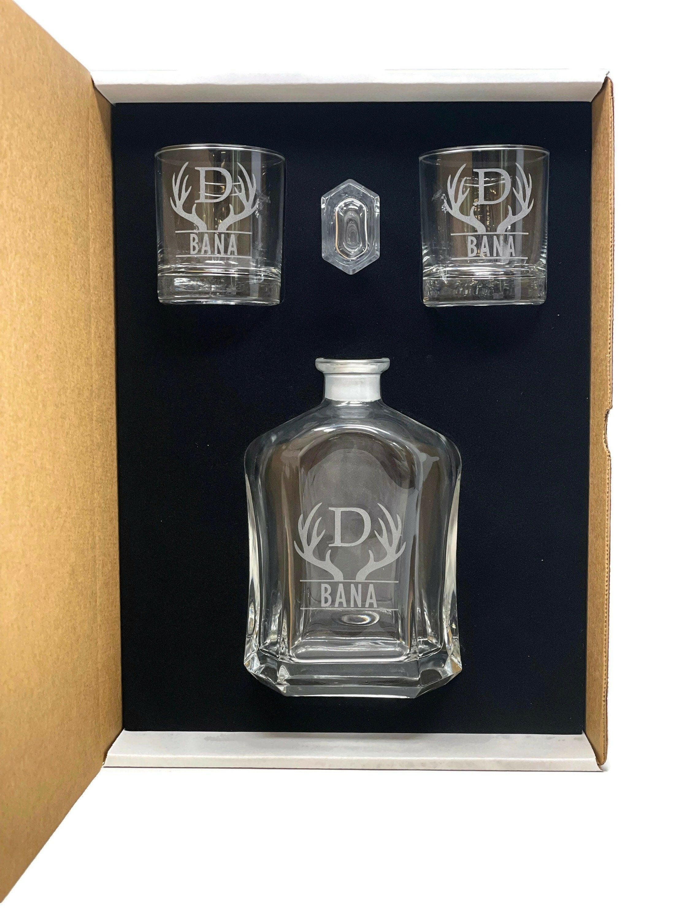 Personalized Whiskey Decanter Set Gift Box.
