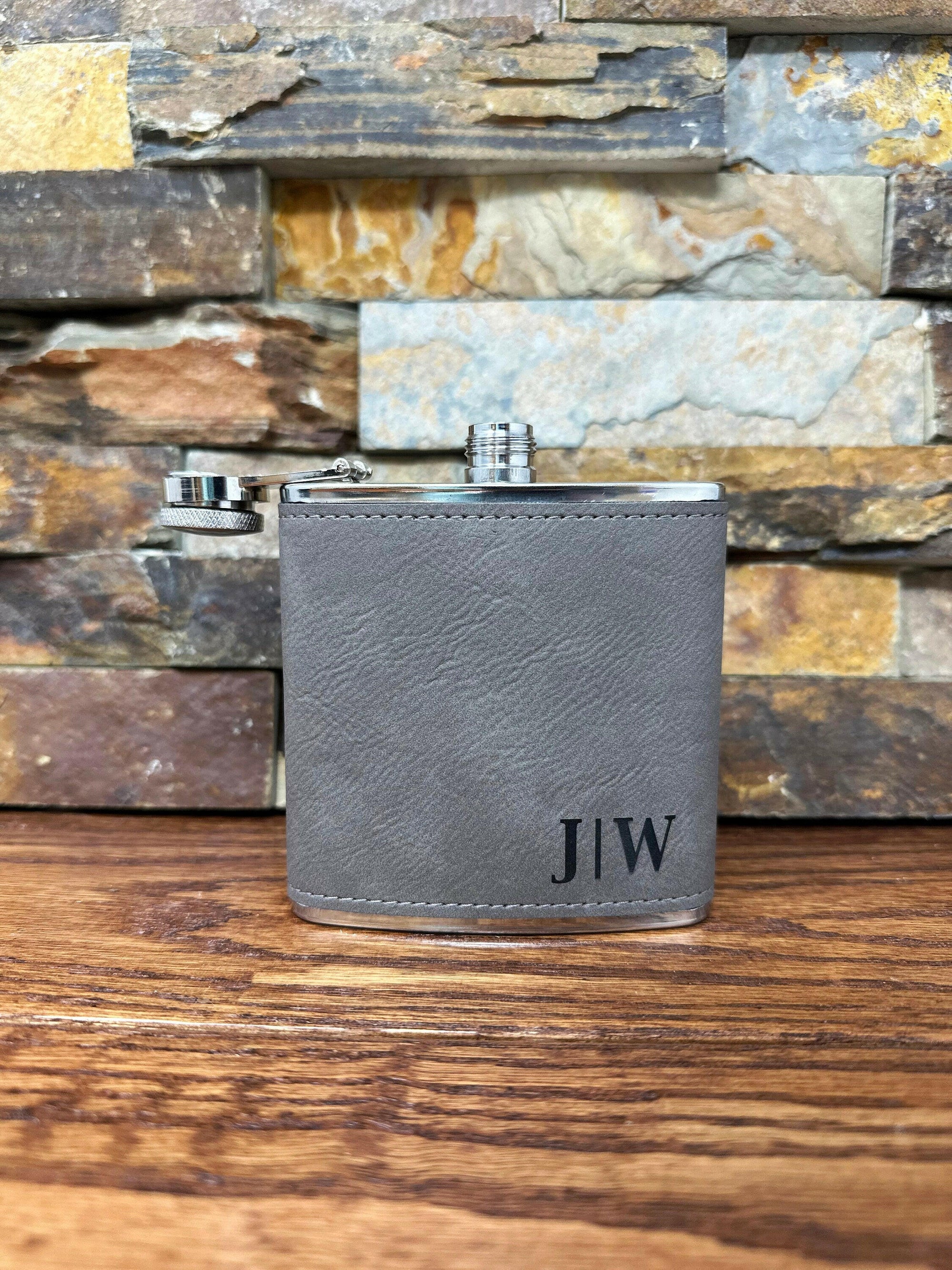 Personalized Leatherette Flask.
