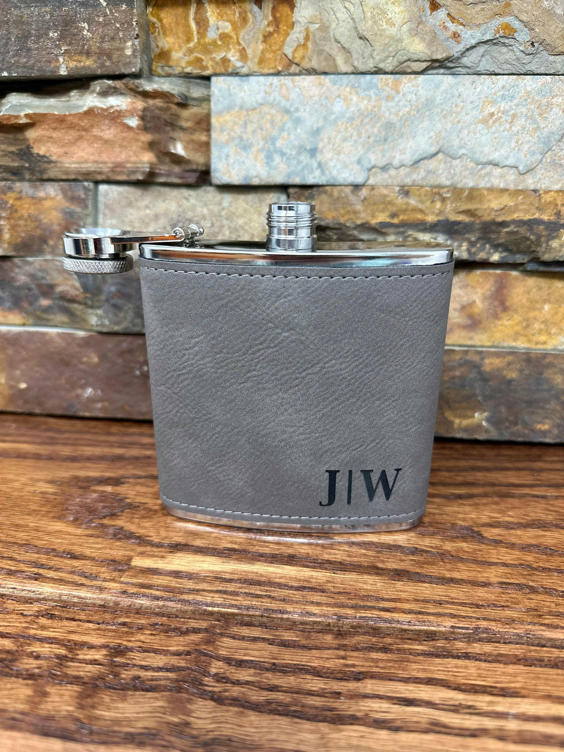 Personalized Leatherette Flask.