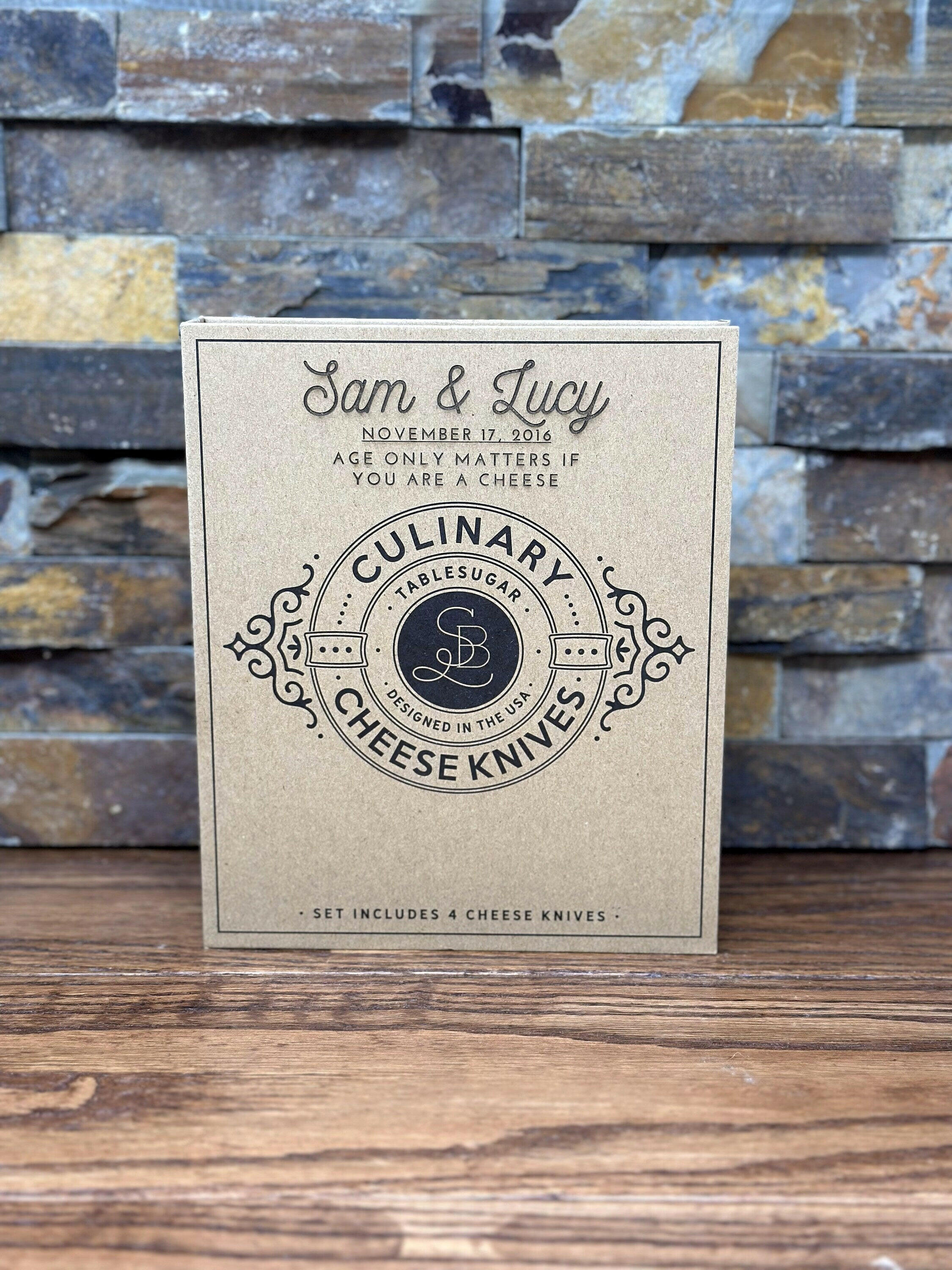 Personalized Cheese Knives Gift Box Set.