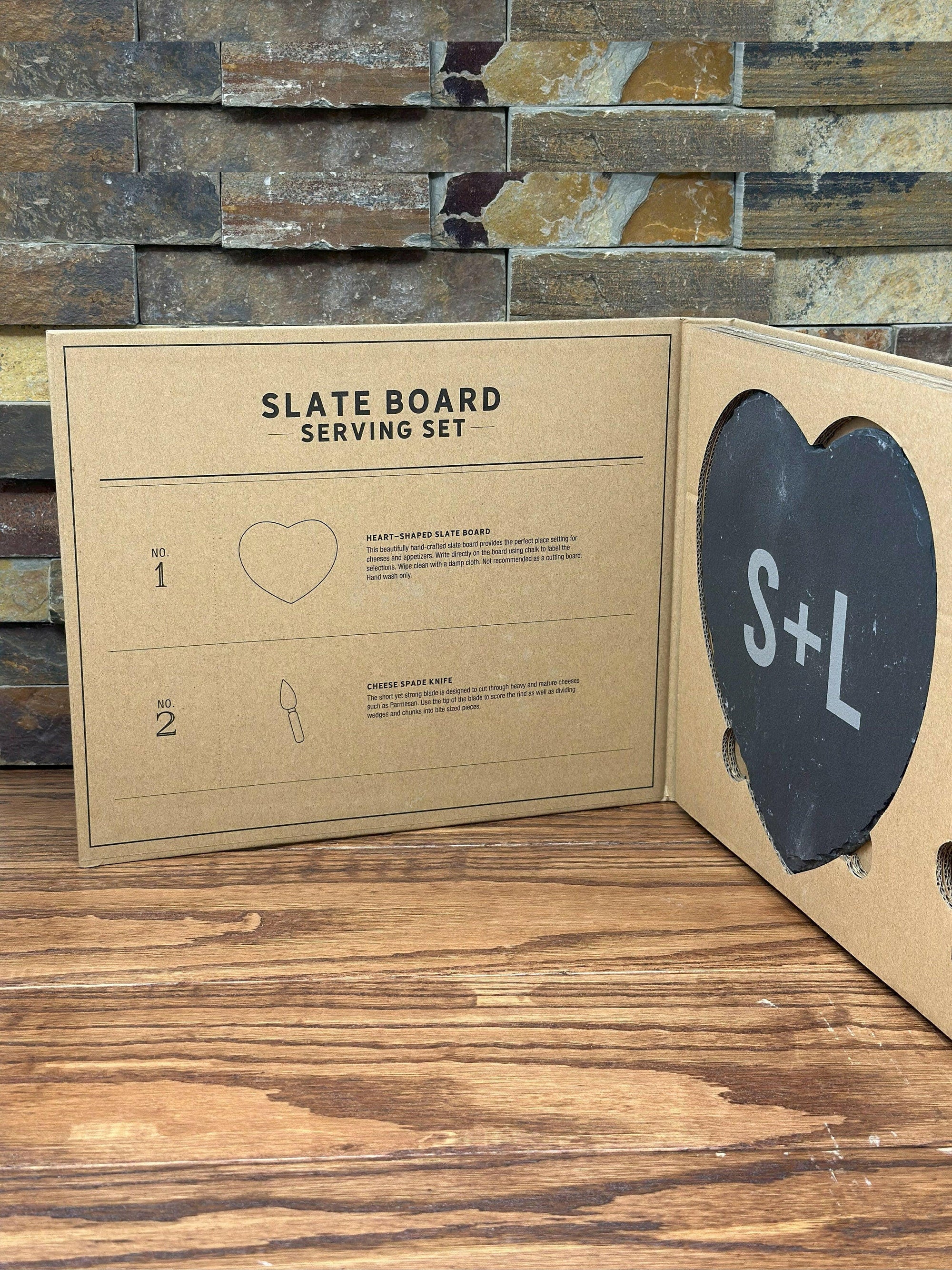 Personalized Slate Charcuterie Serving Tray Gift Box Set.