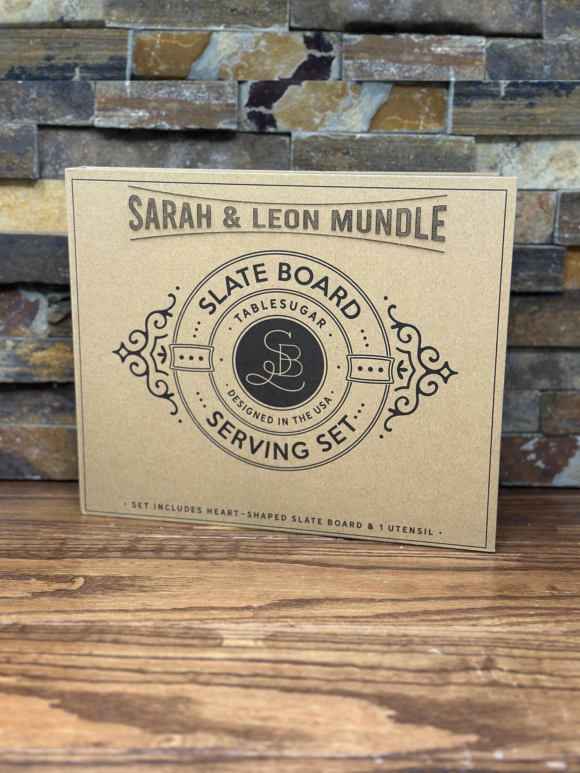 Personalized Slate Charcuterie Serving Tray Gift Box Set.