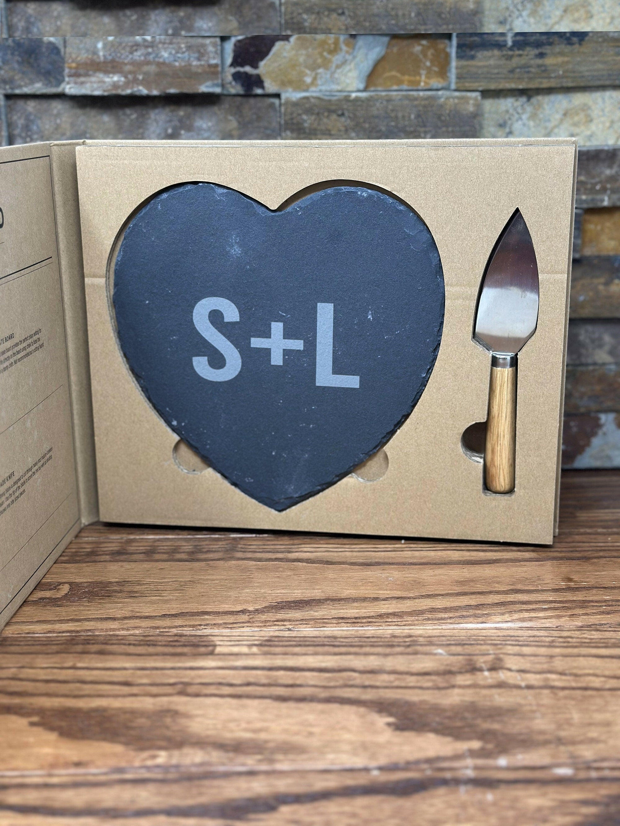 Personalized Slate Charcuterie Serving Tray Gift Box Set.