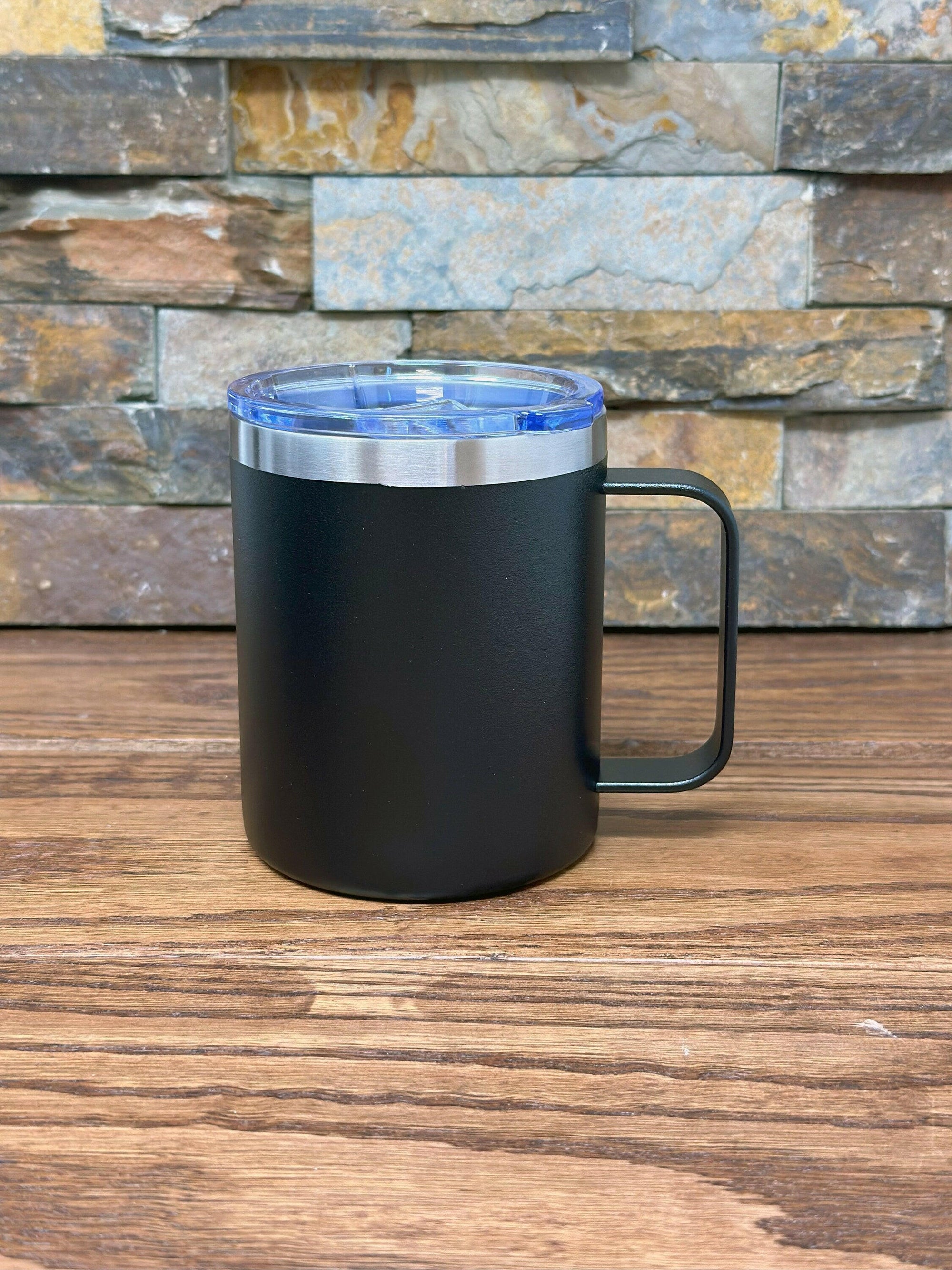 Personalized 12oz Travel Coffee Mug.