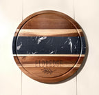 Personalized Black Marble & Acacia Wood Round Board.