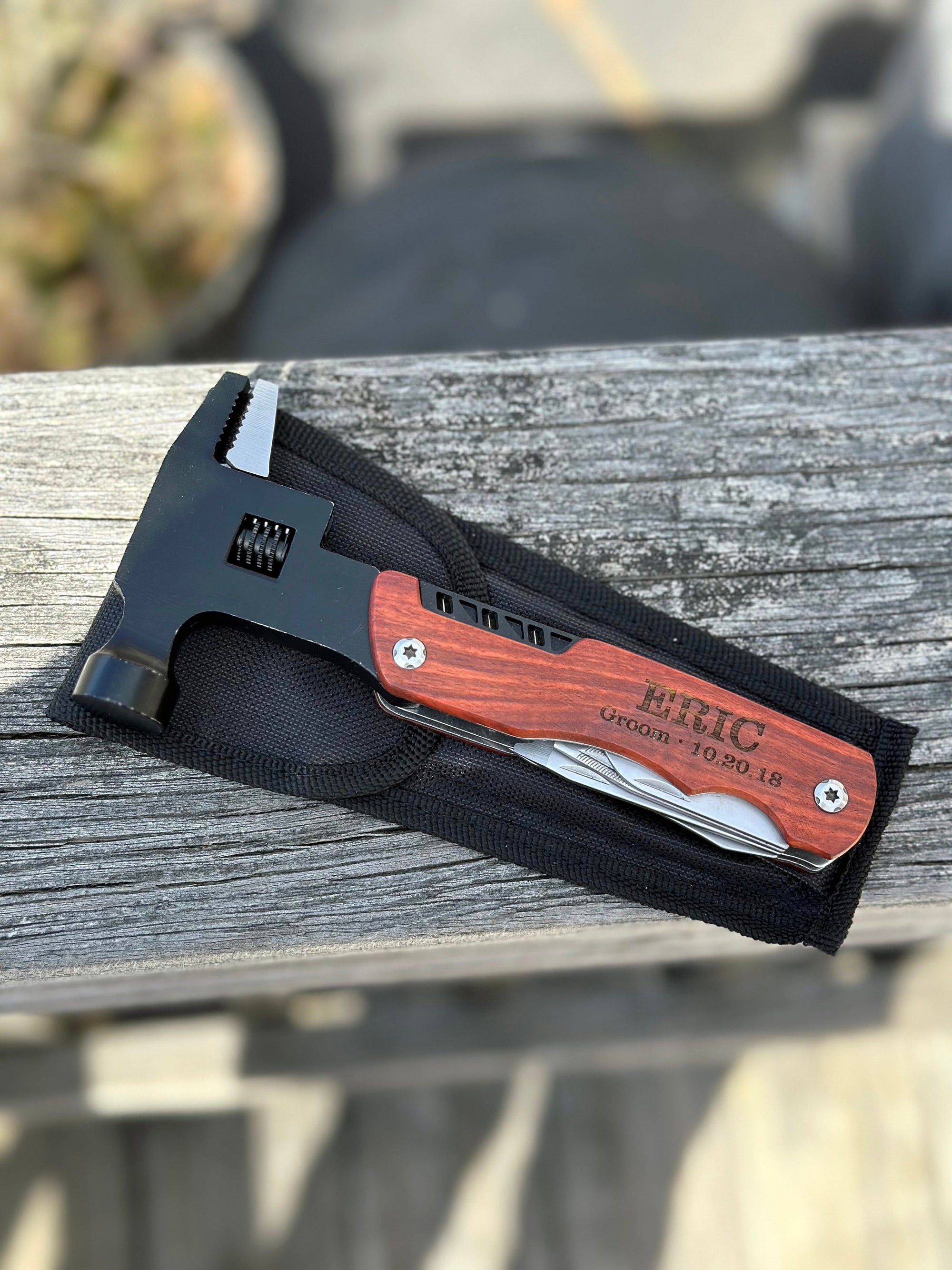Personalized Wooden Multi-tool Hammer Wrench