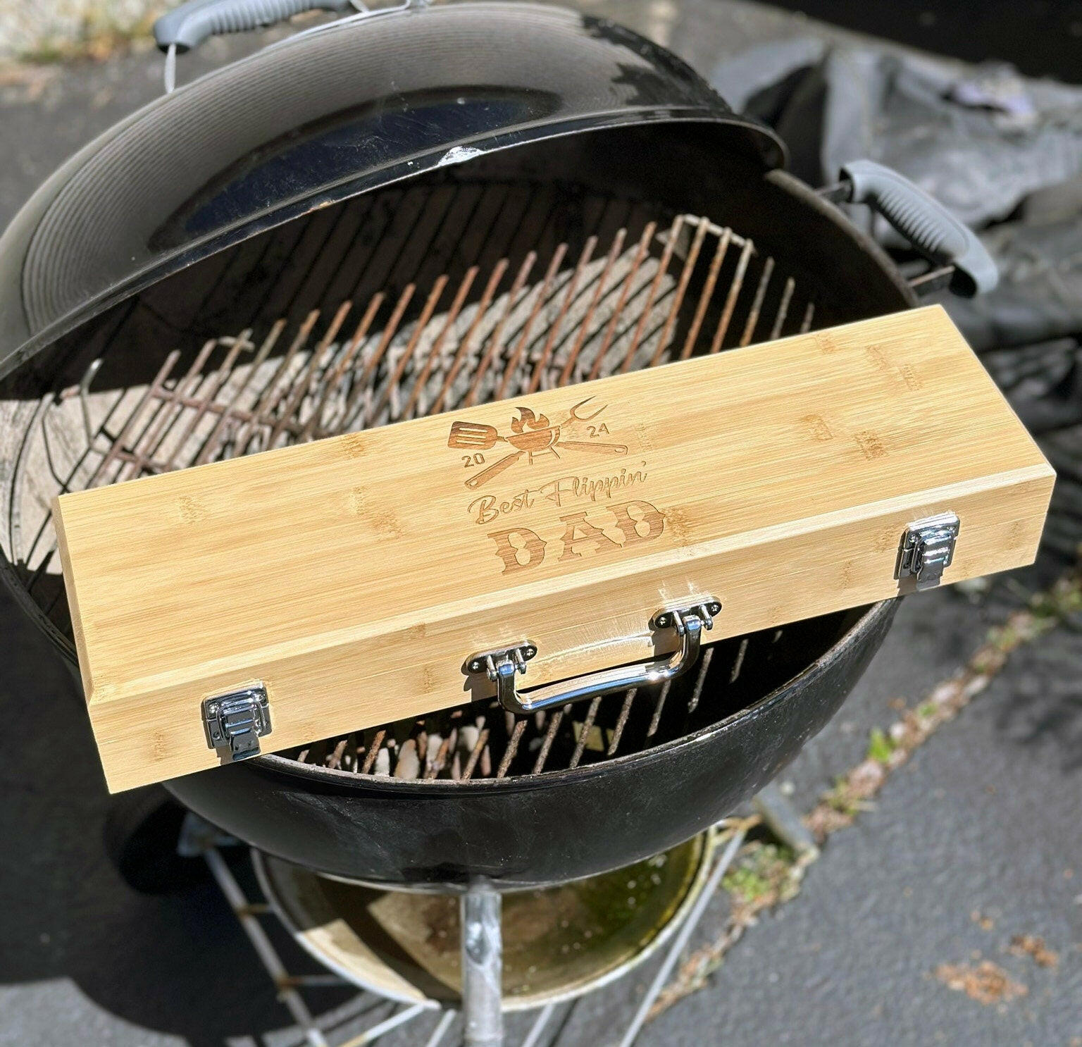Personalized Grill Set with Case, Spatula, Tongs, Fork.