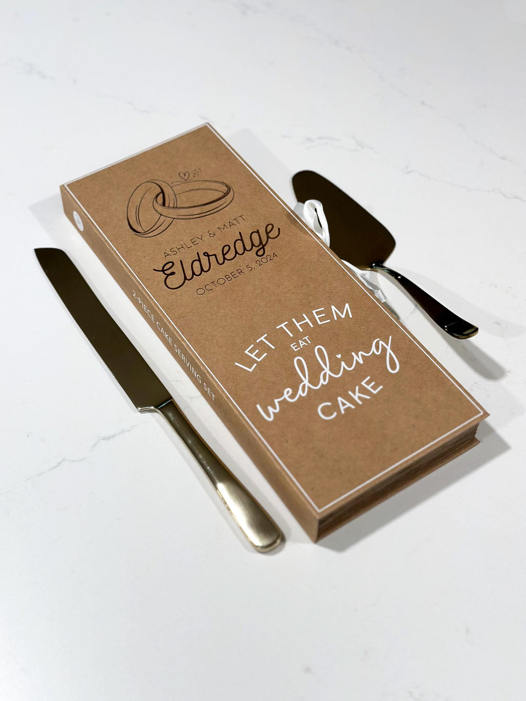 Personalized Cake Server Knife Gift Box Set.